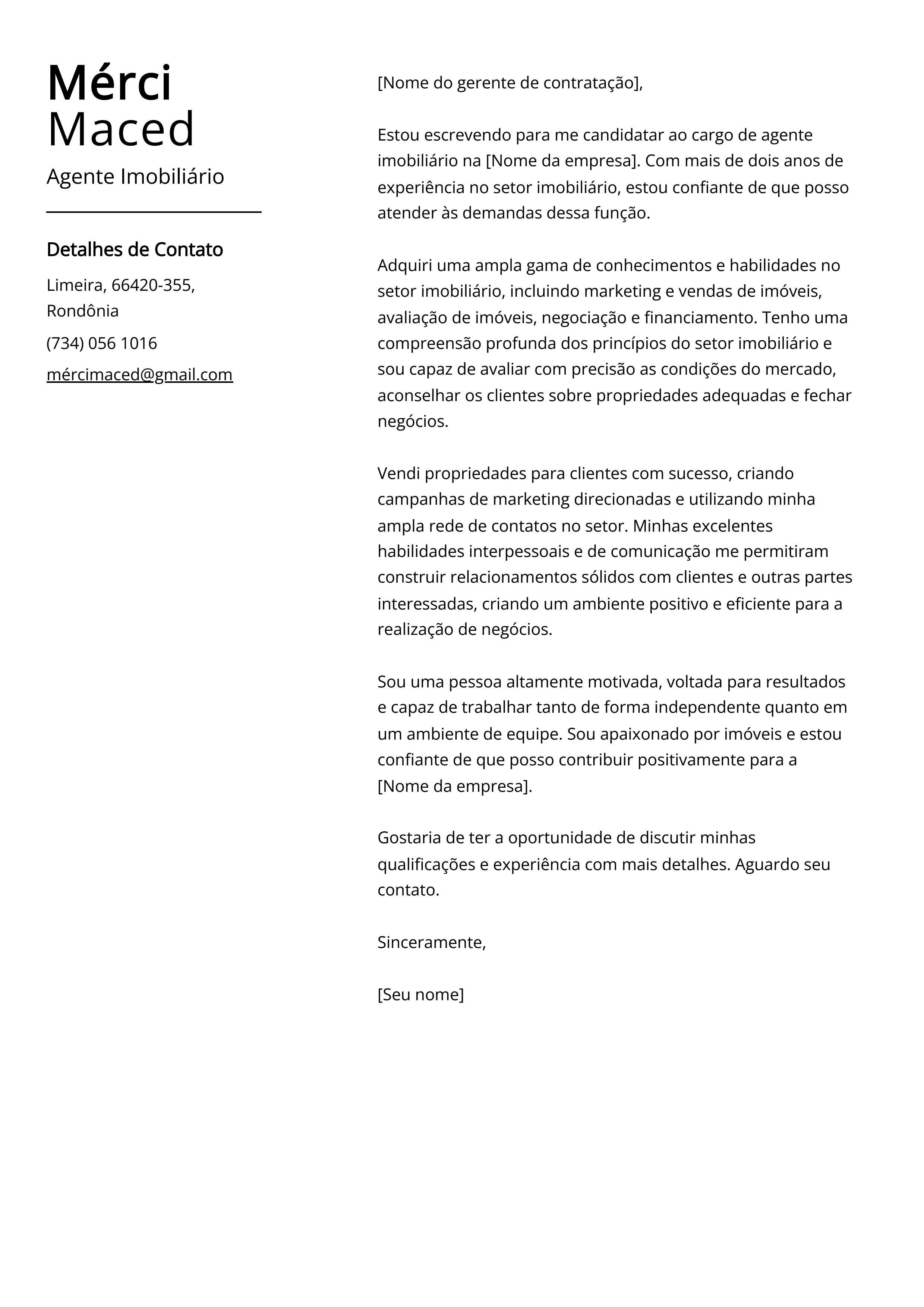 Criar carta de apresentação