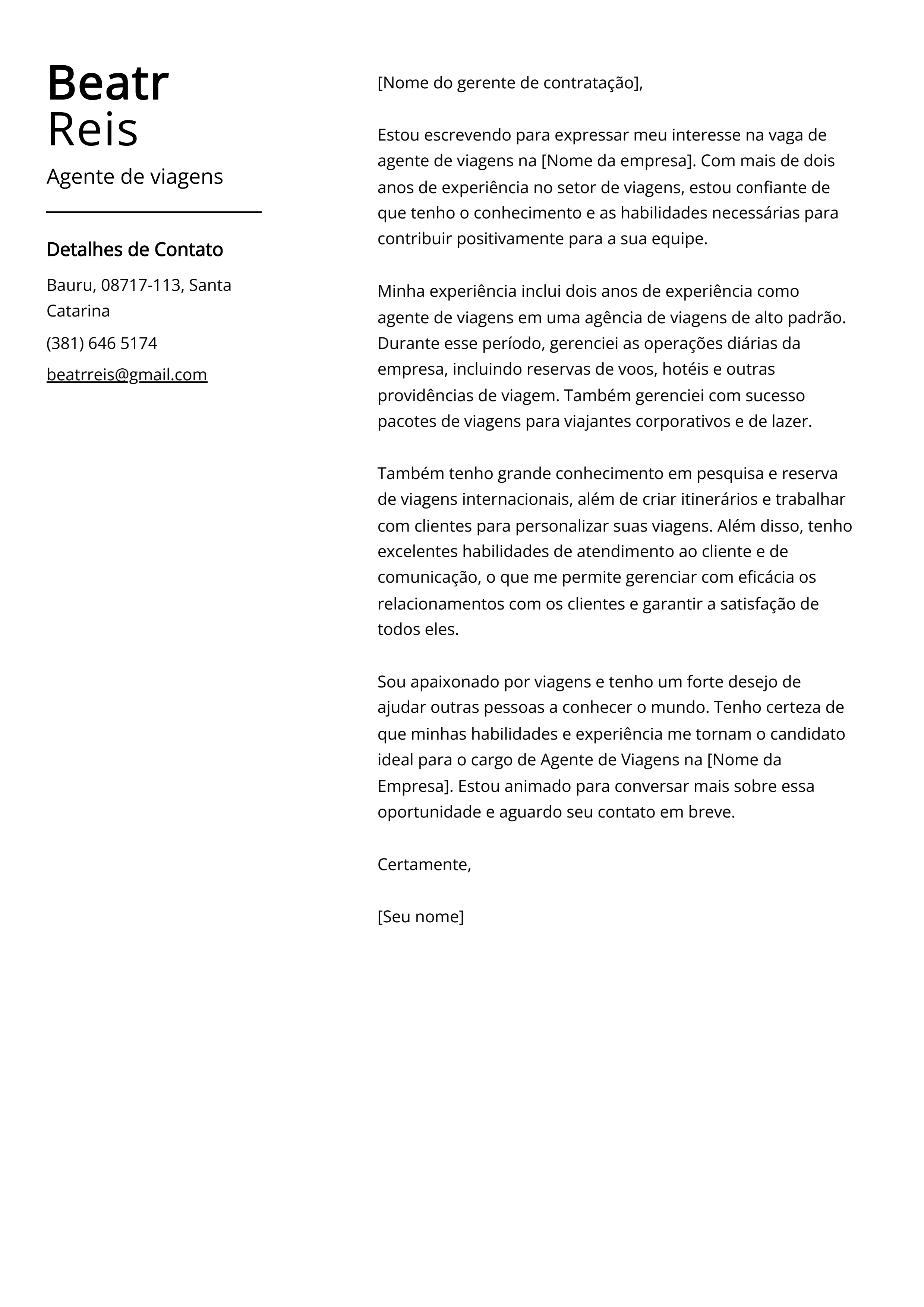 Criar carta de apresentação