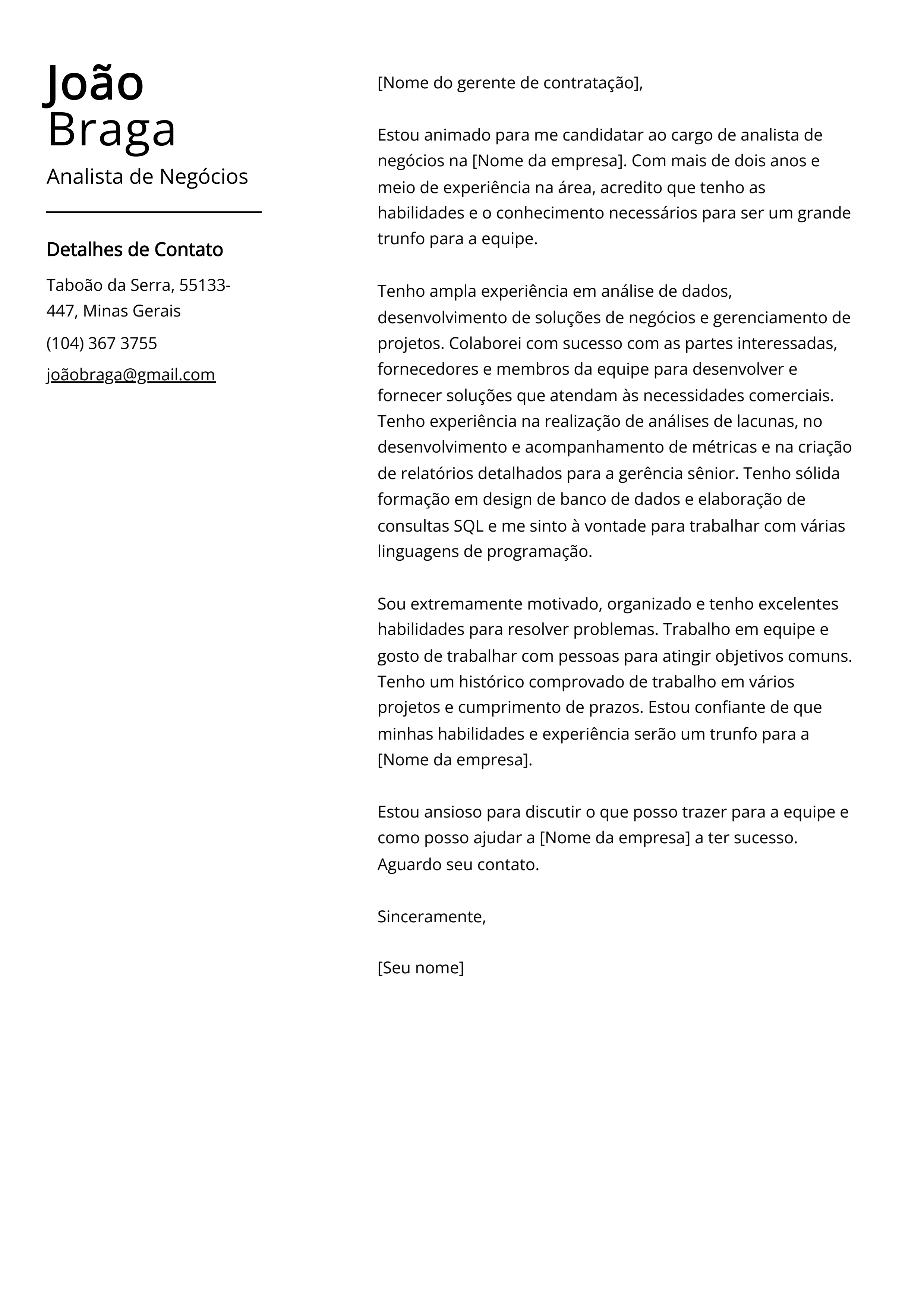 Criar carta de apresentação