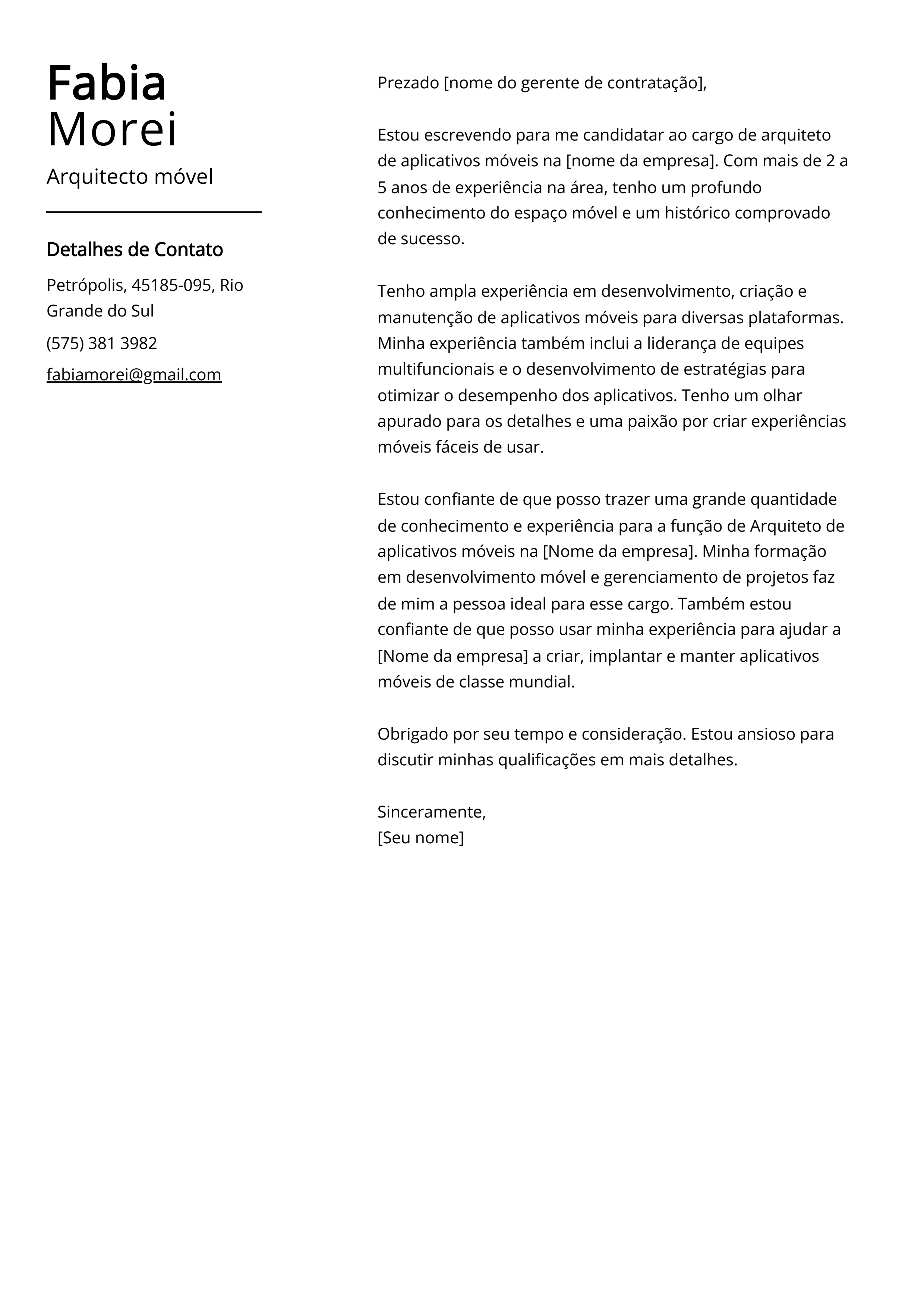 Criar carta de apresentação