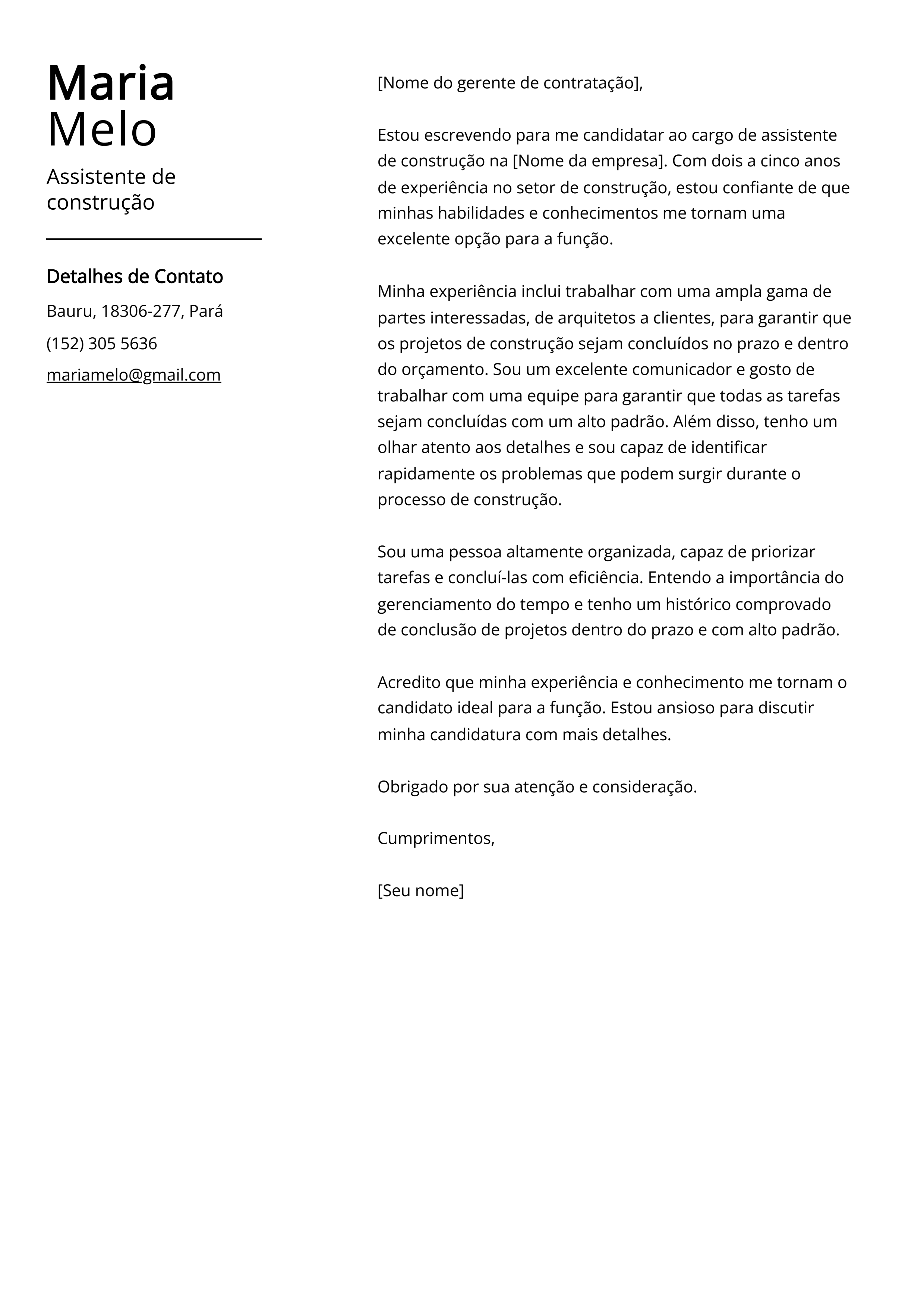 Criar carta de apresentação