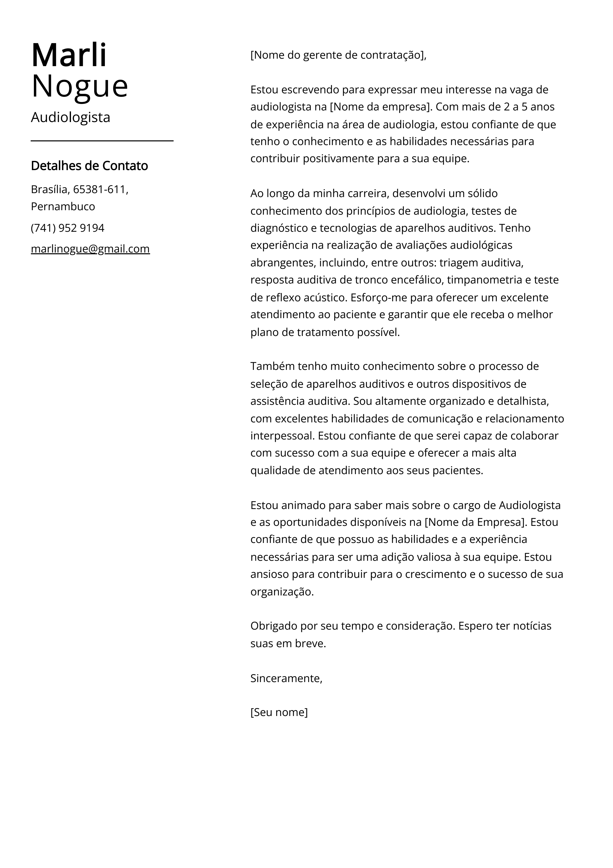 Criar carta de apresentação