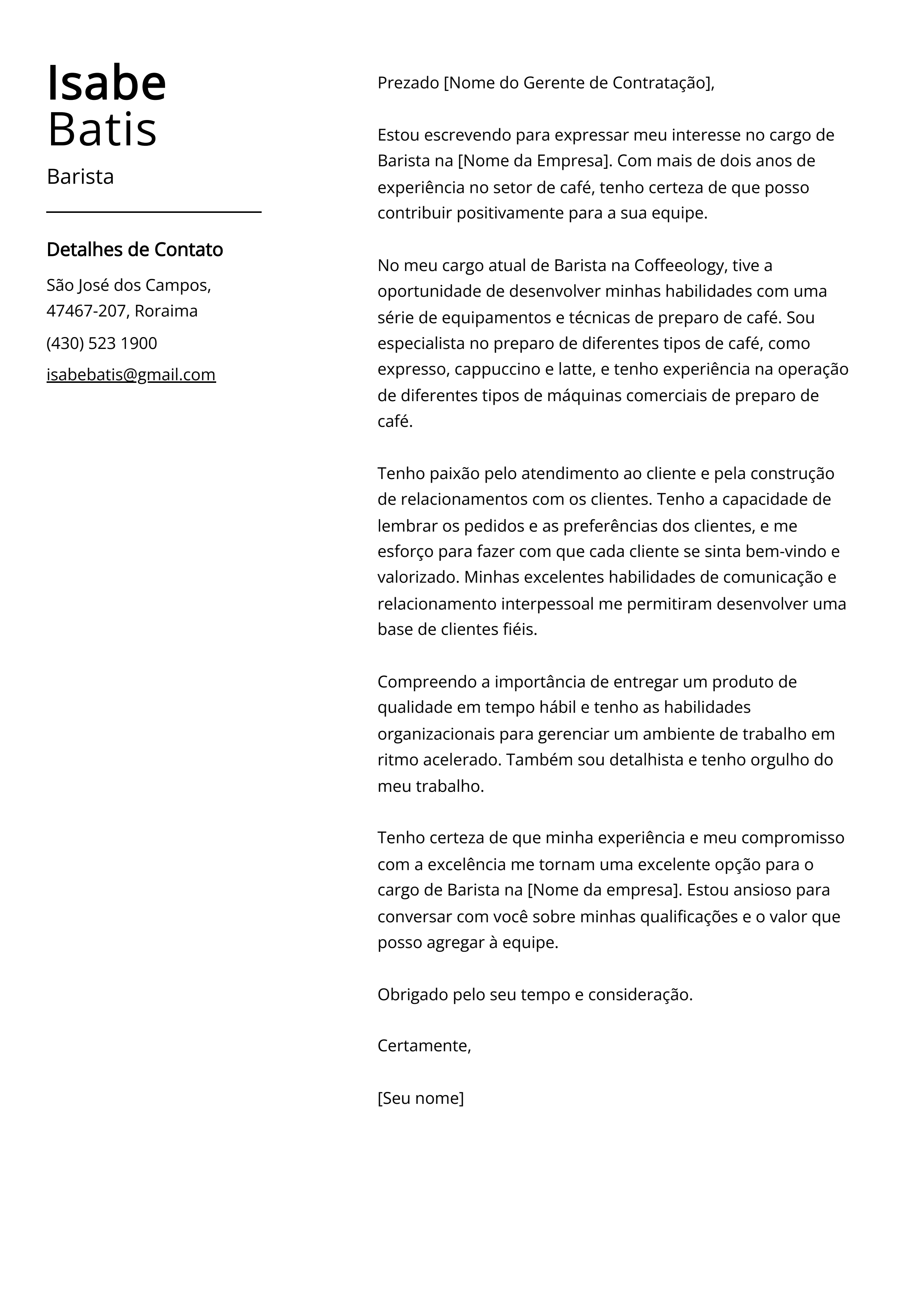 Criar carta de apresentação