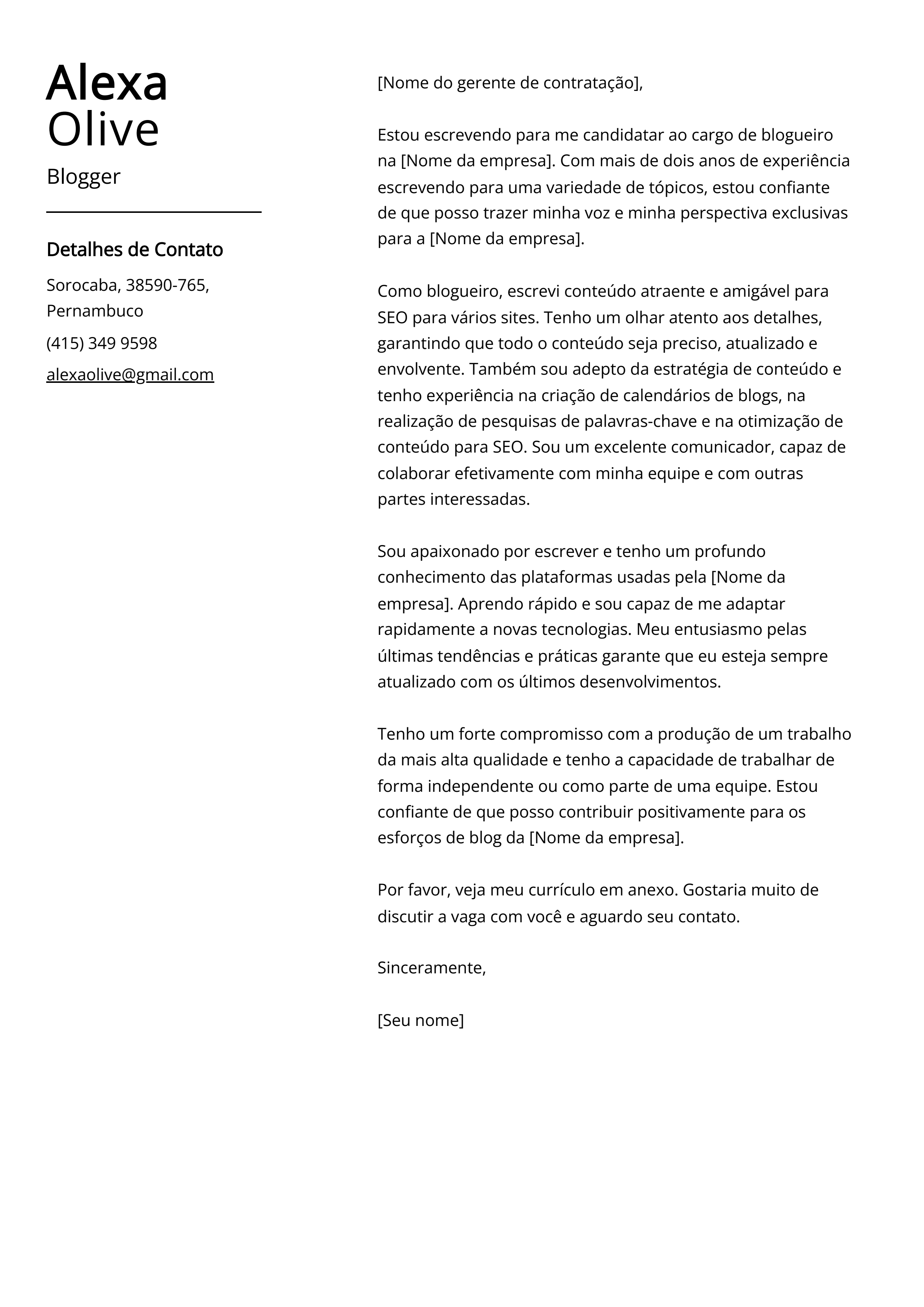 Criar carta de apresentação