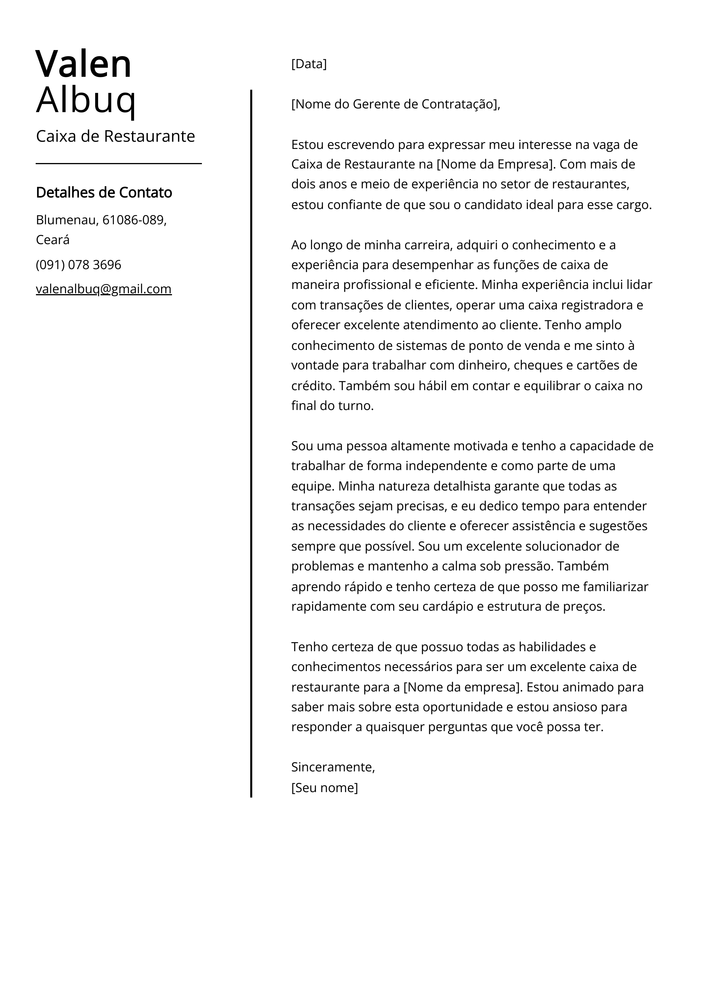 Criar carta de apresentação