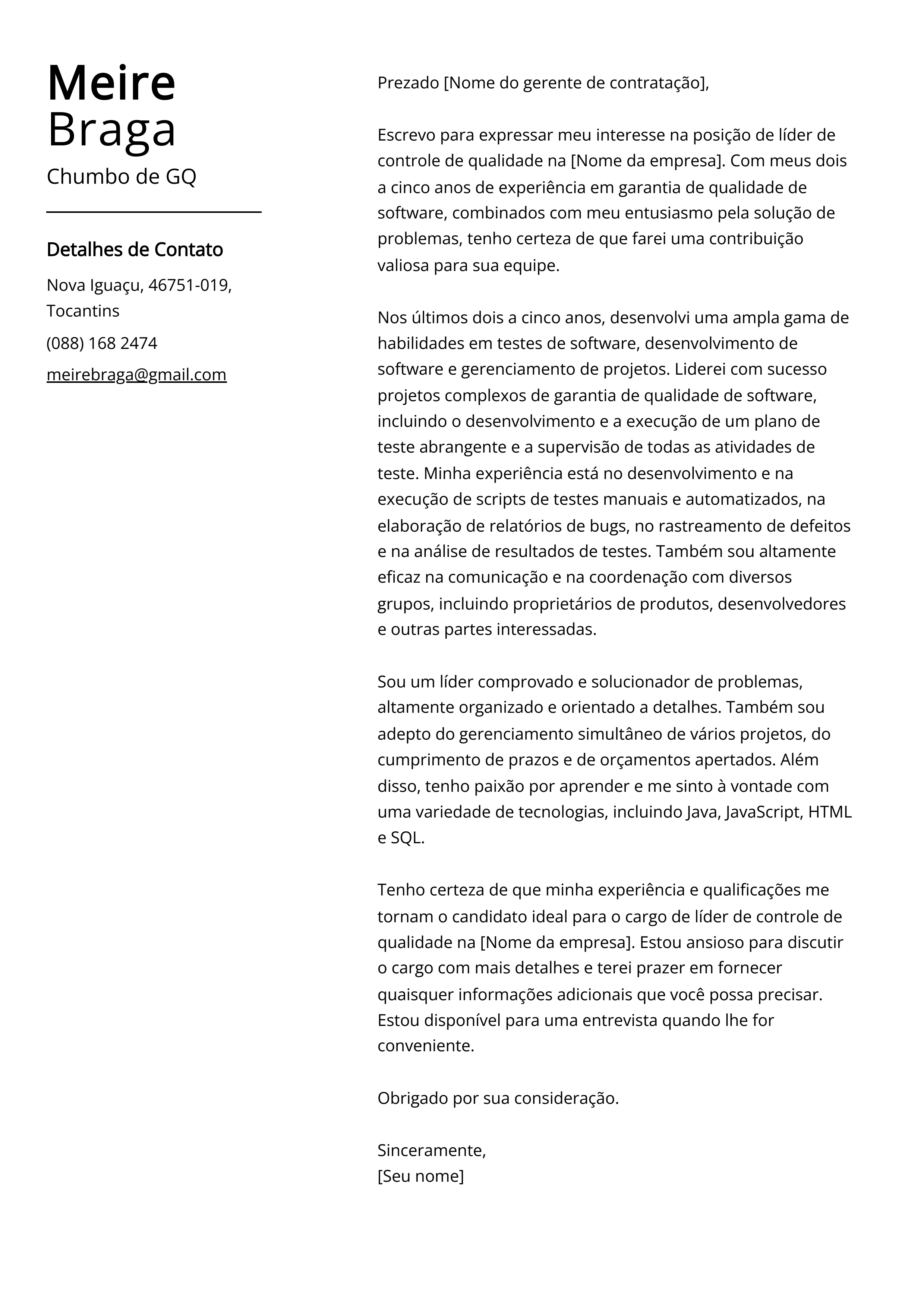 Criar carta de apresentação