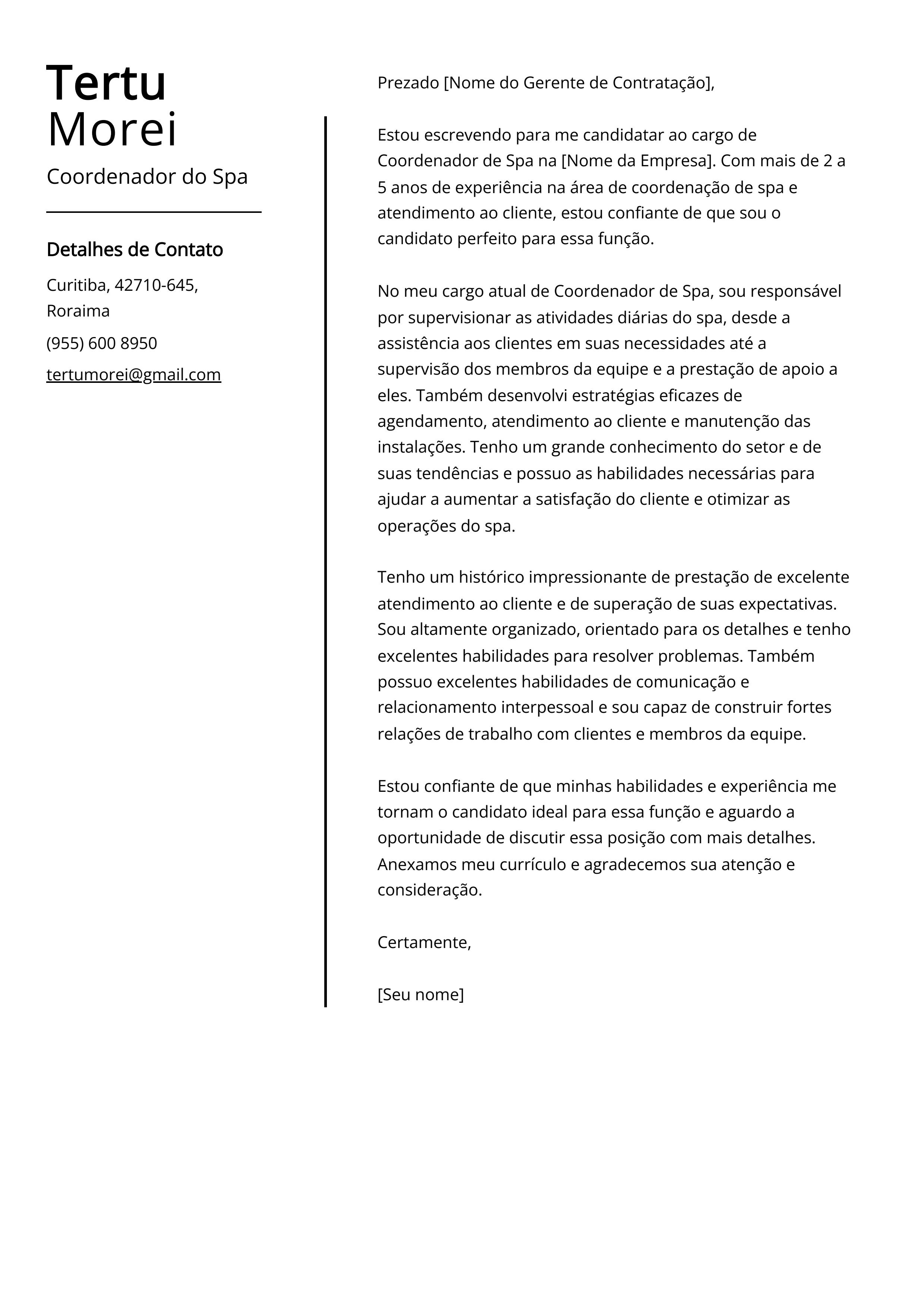 Exemplo de carta de apresentação do Coordenador do Spa