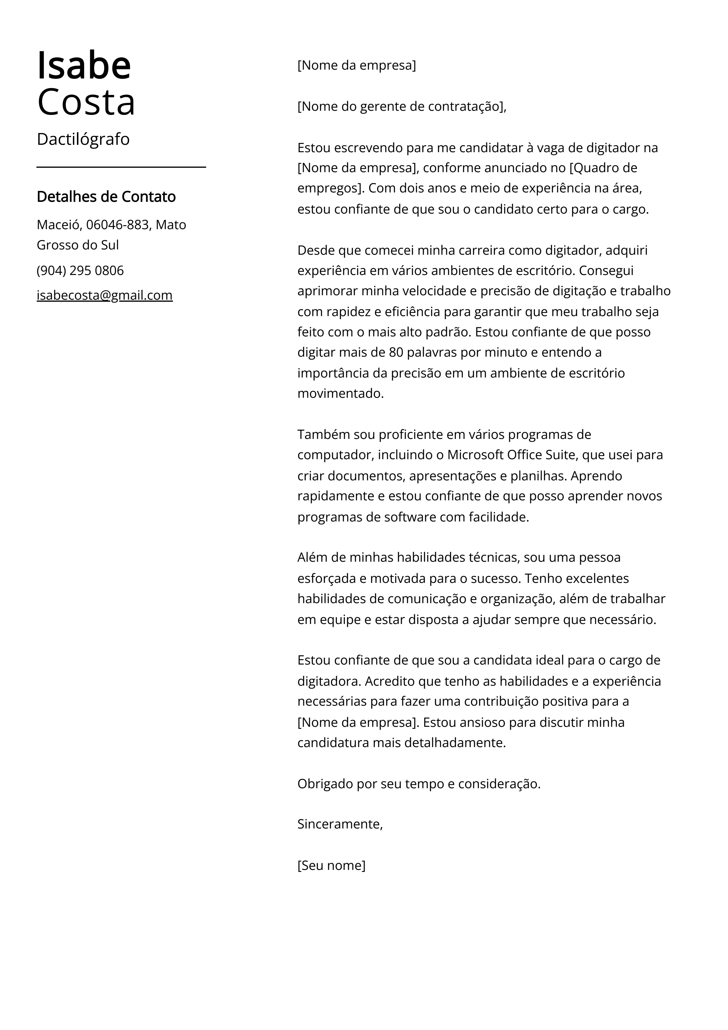 Criar carta de apresentação