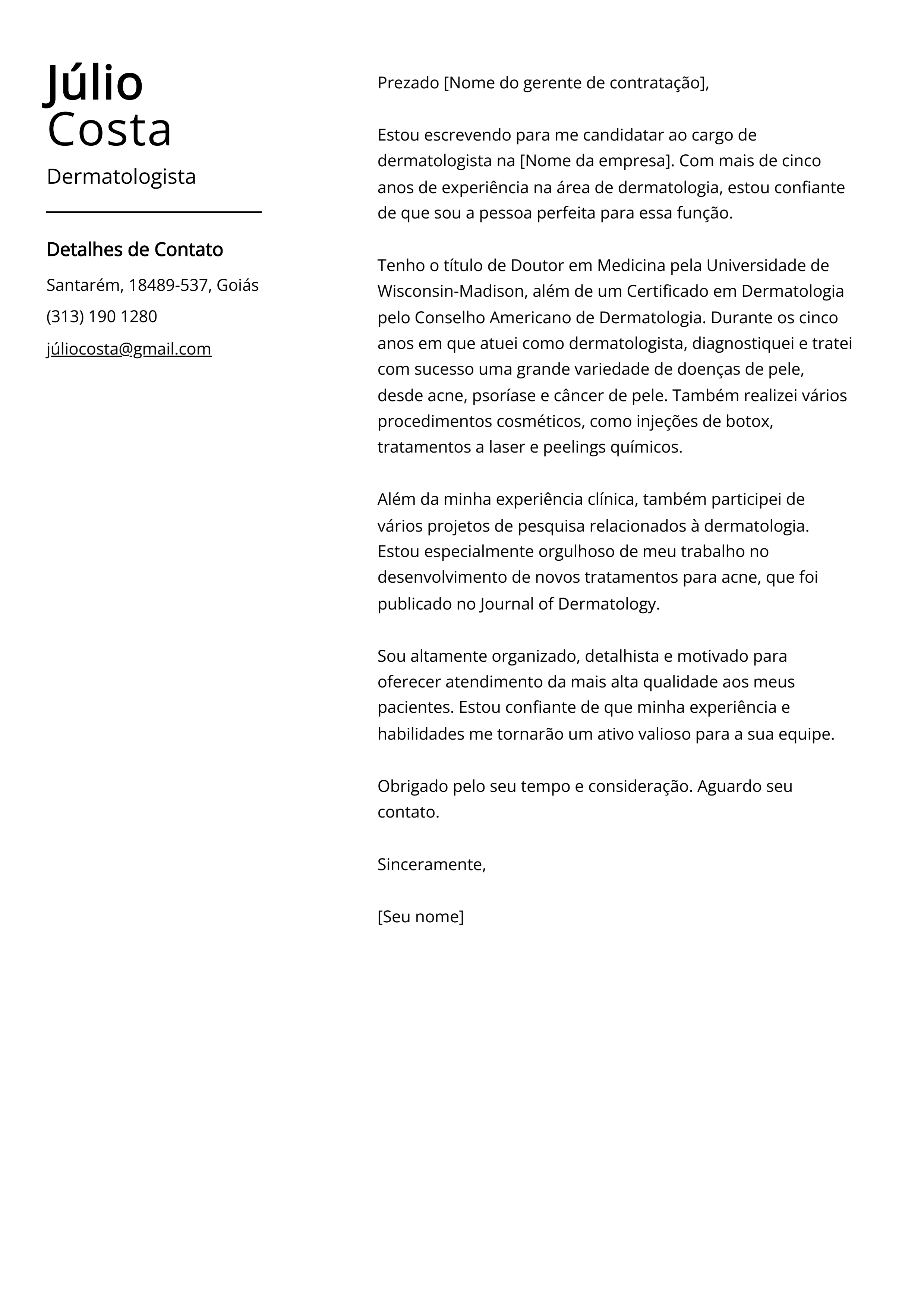 Criar carta de apresentação