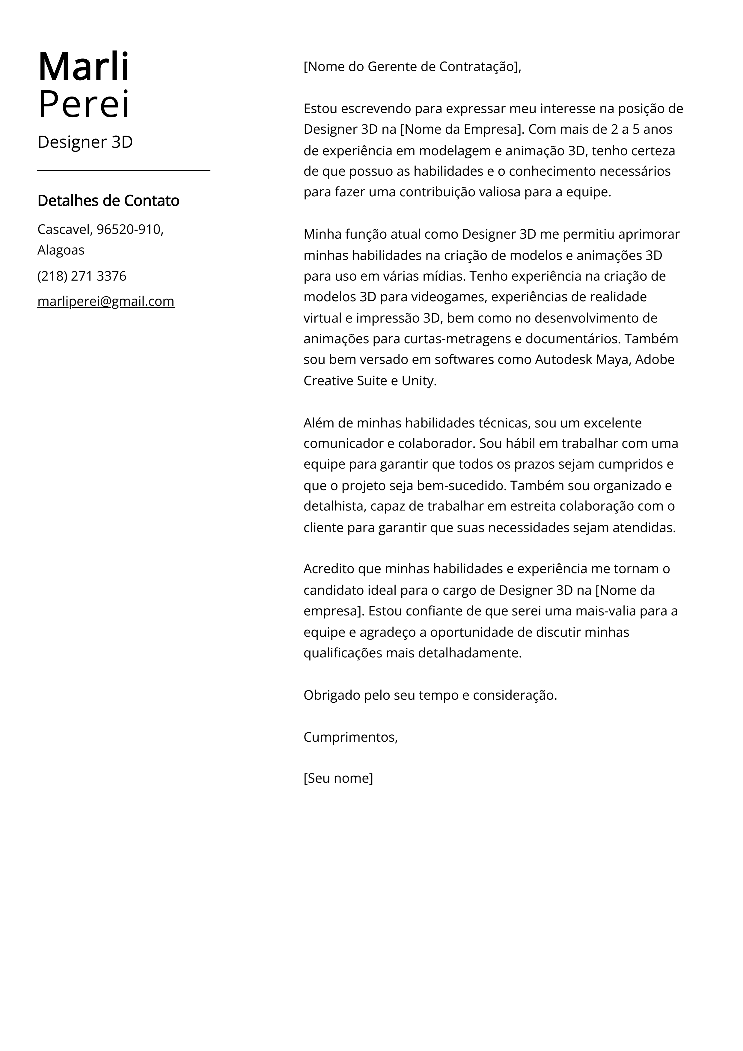 Criar carta de apresentação