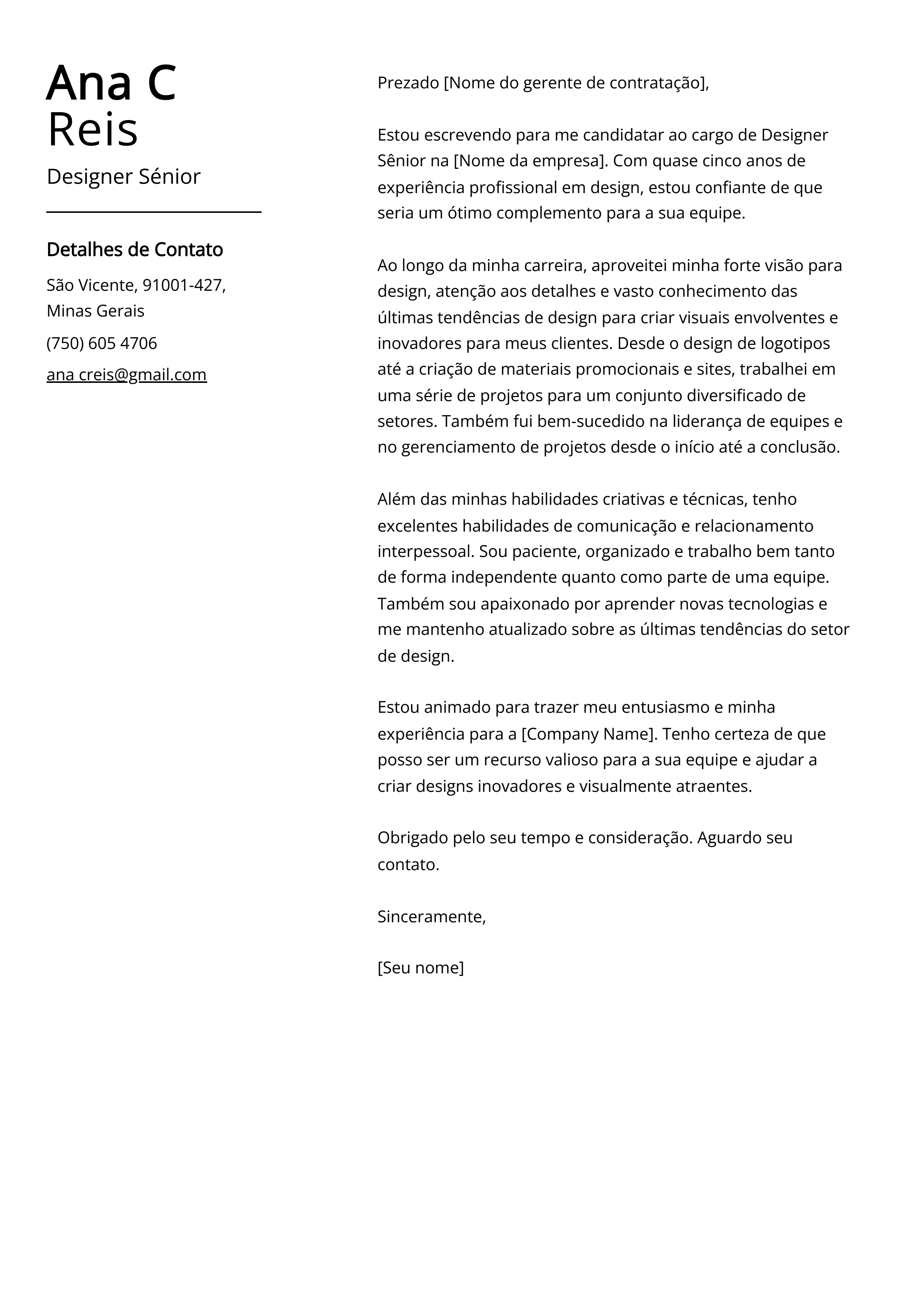 Criar carta de apresentação