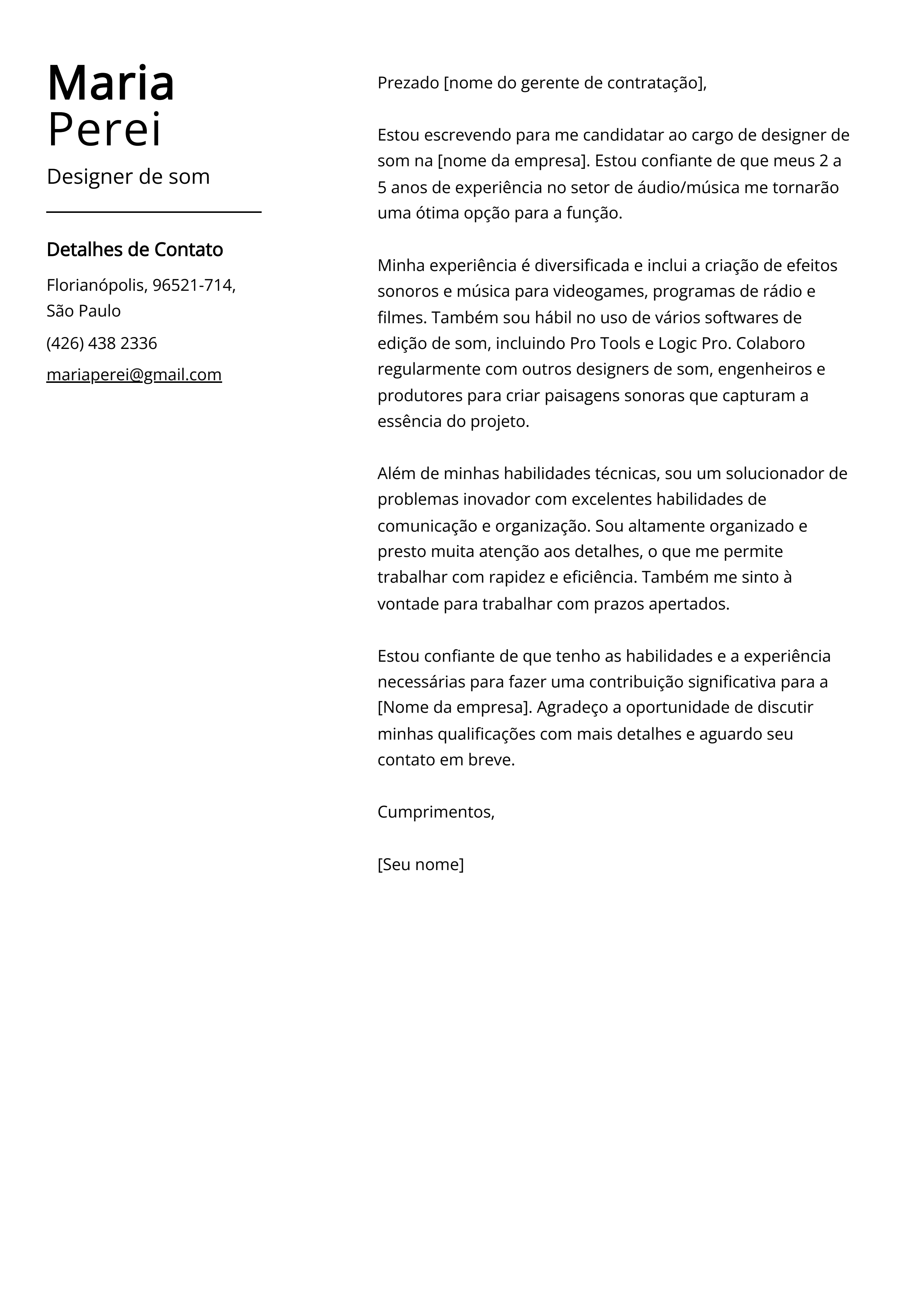 Criar carta de apresentação