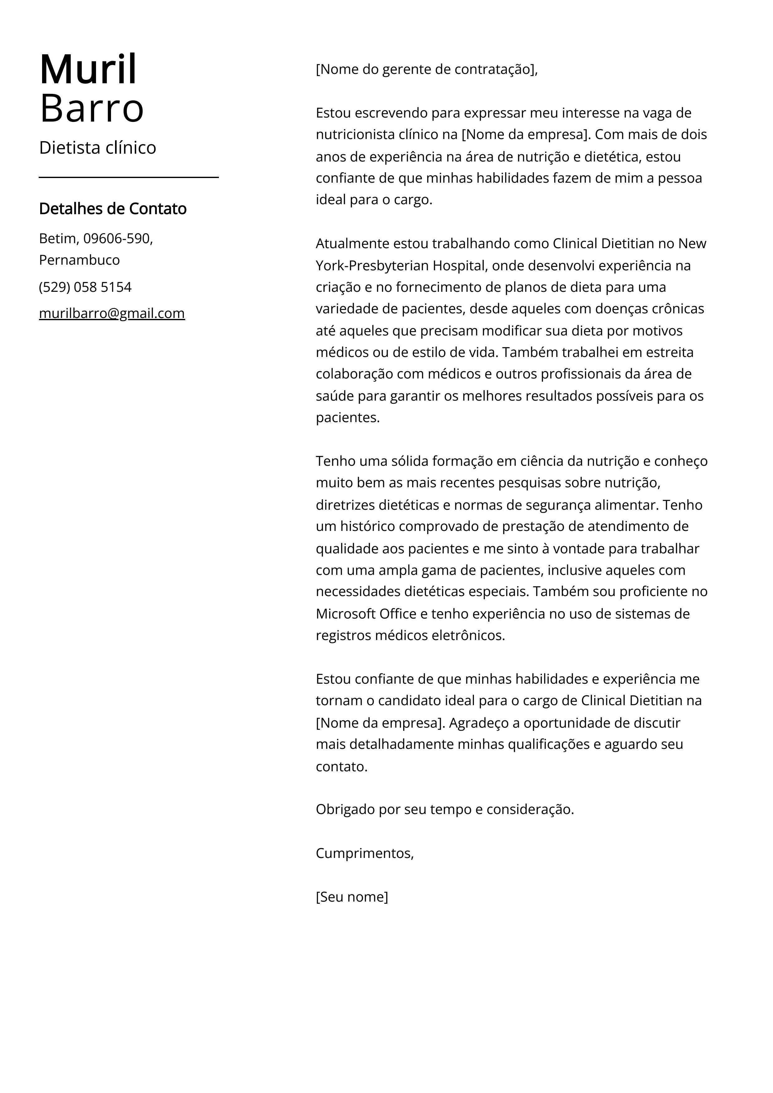 Criar carta de apresentação