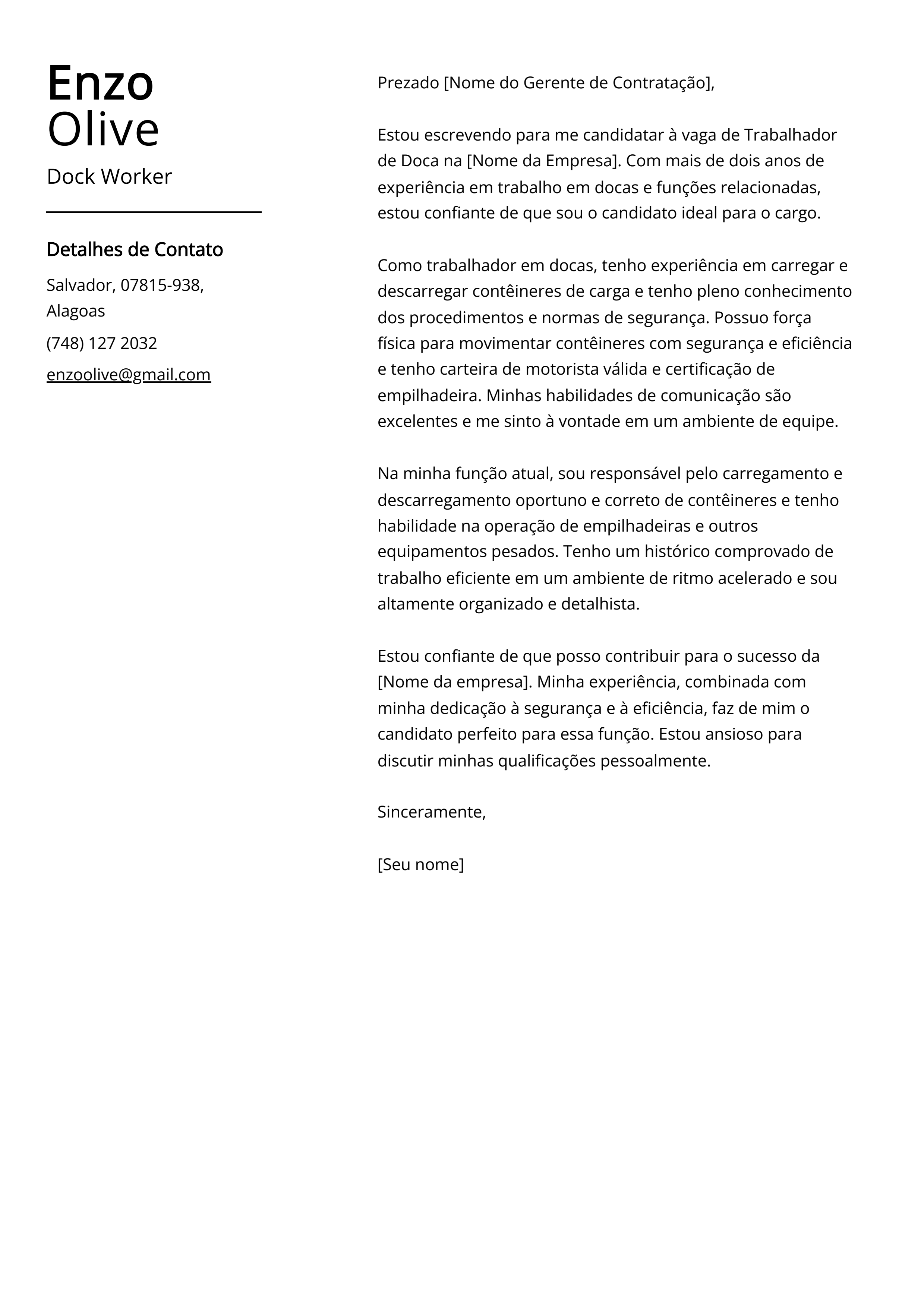 Criar carta de apresentação