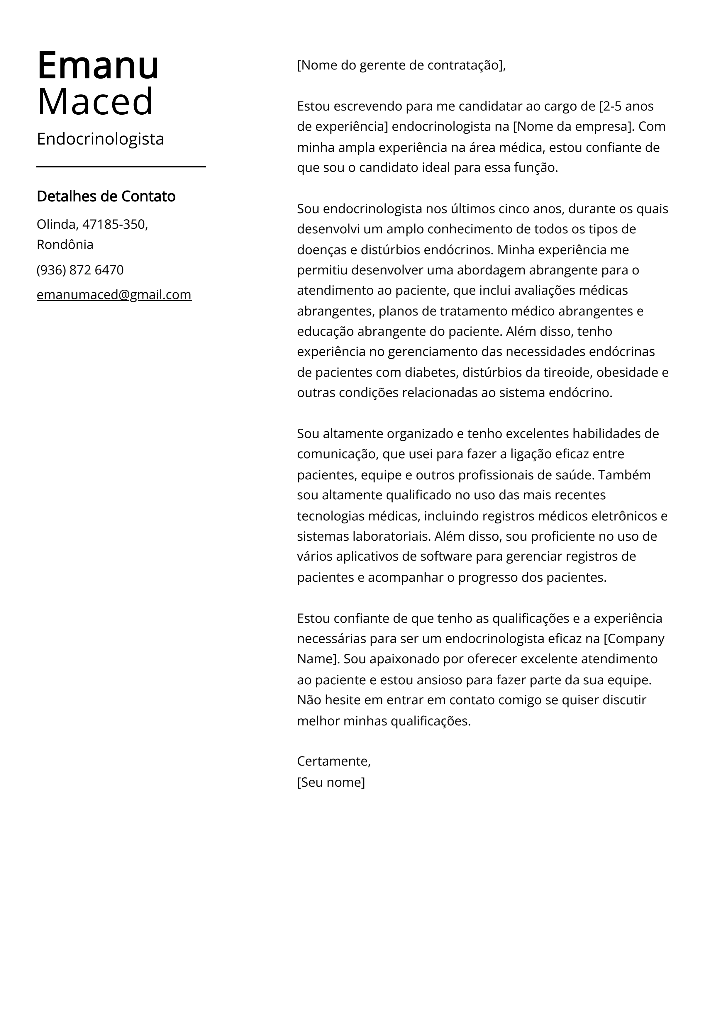 Criar carta de apresentação