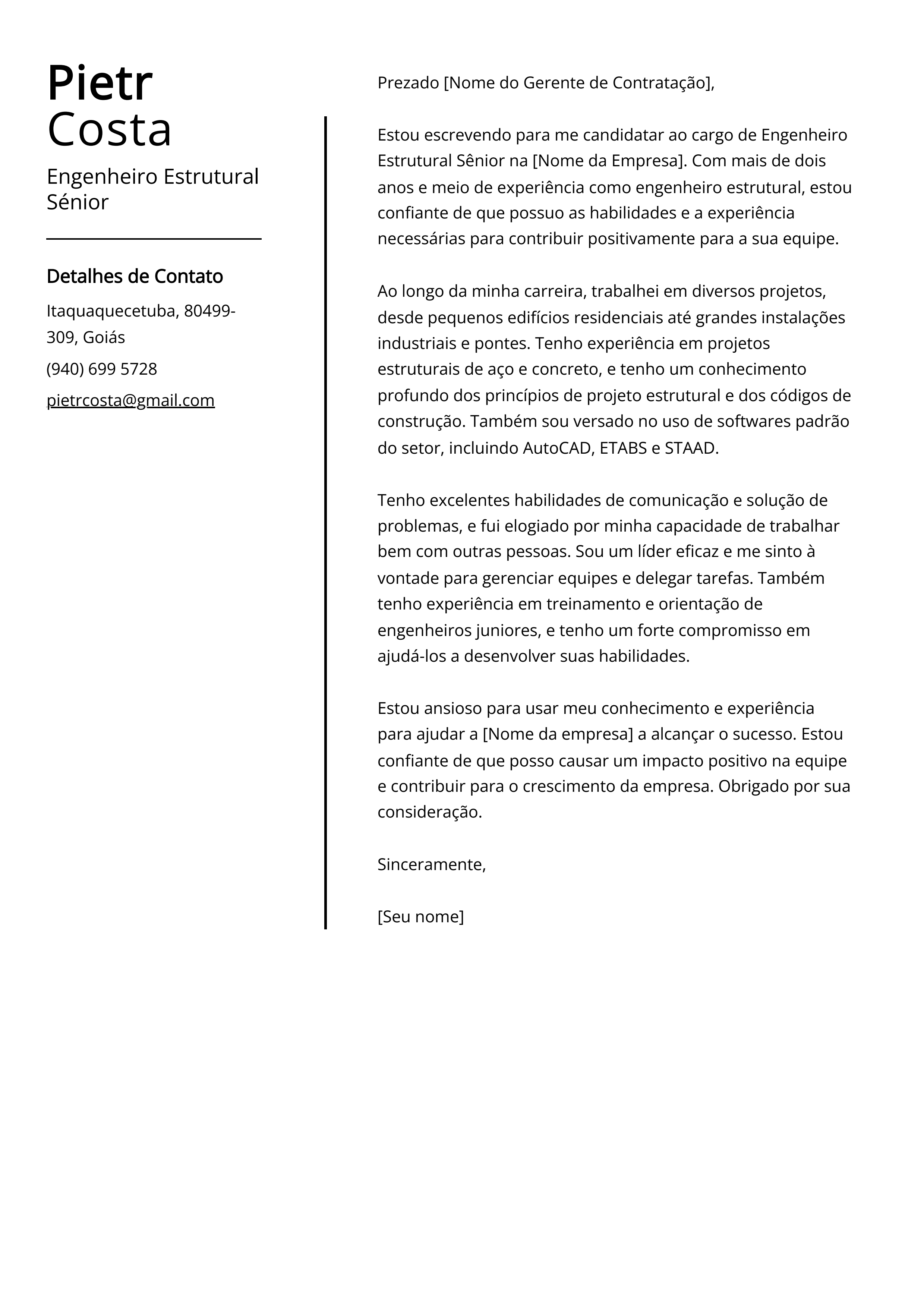 Criar carta de apresentação