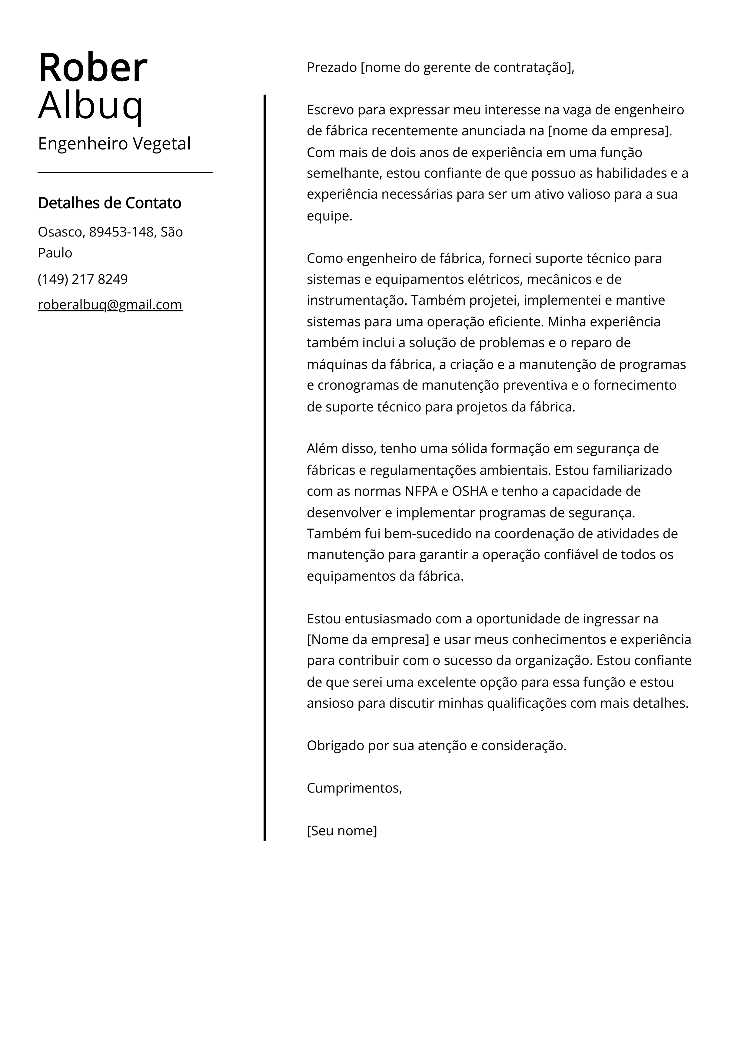 Criar carta de apresentação