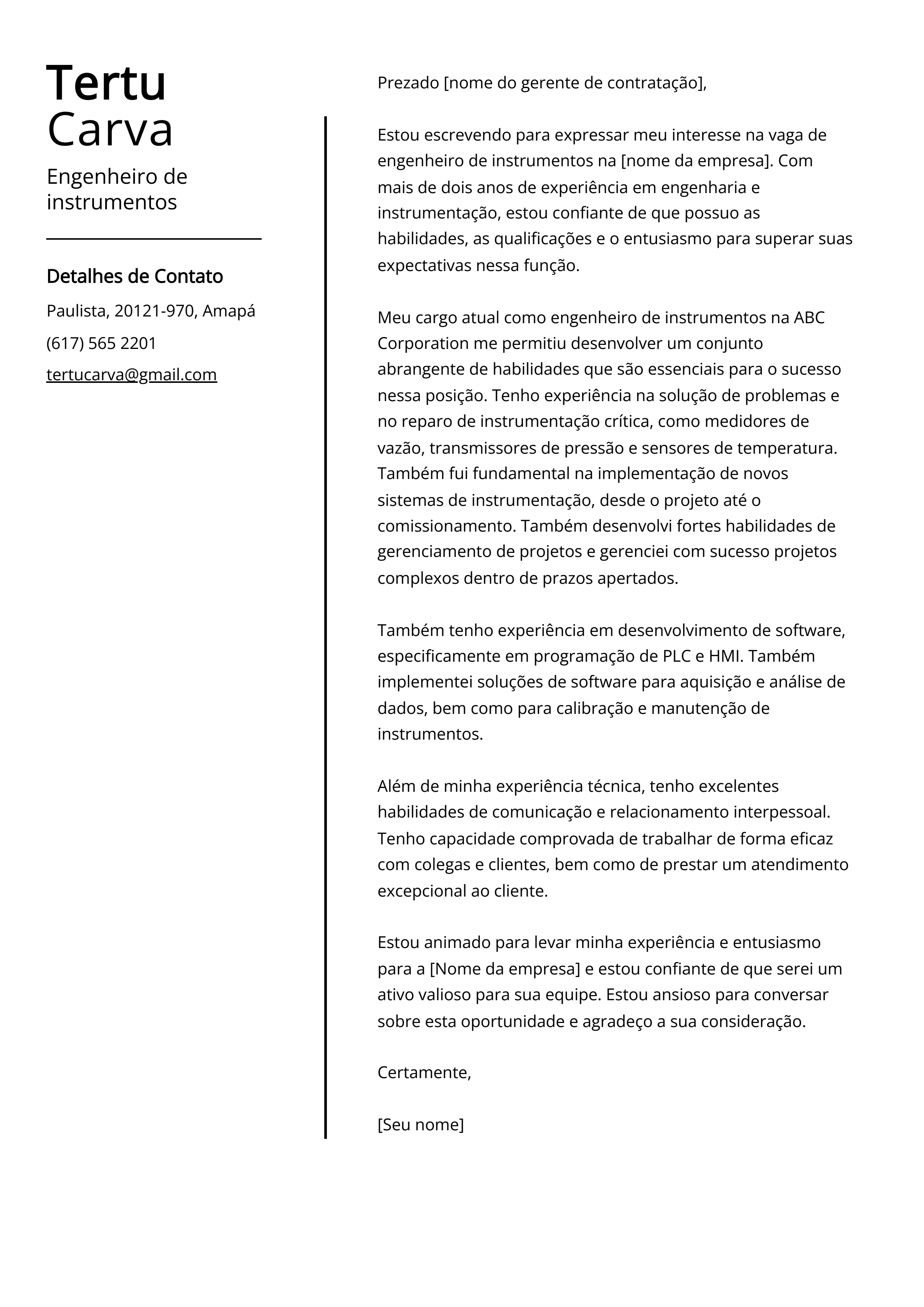 Criar carta de apresentação