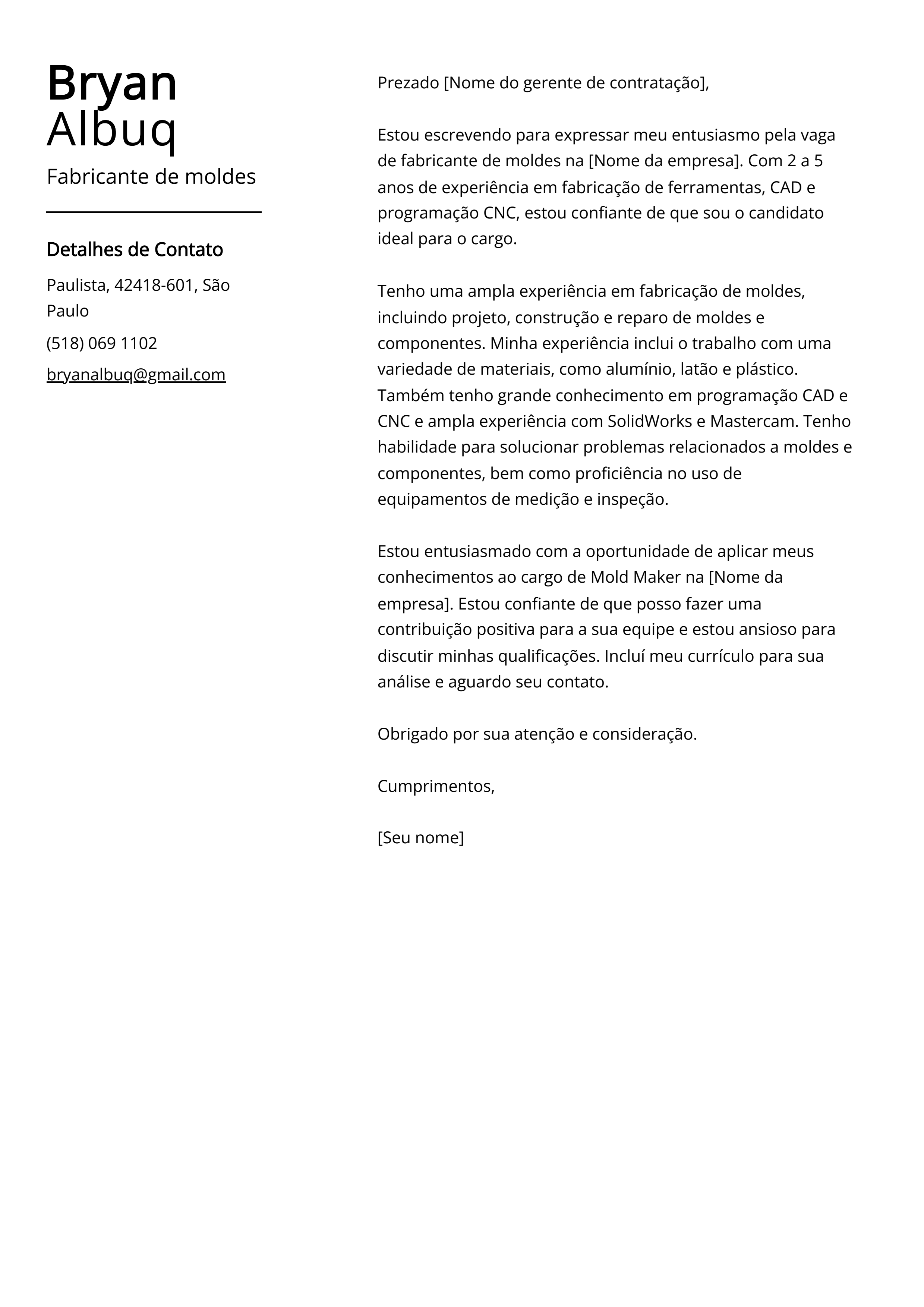 Criar carta de apresentação