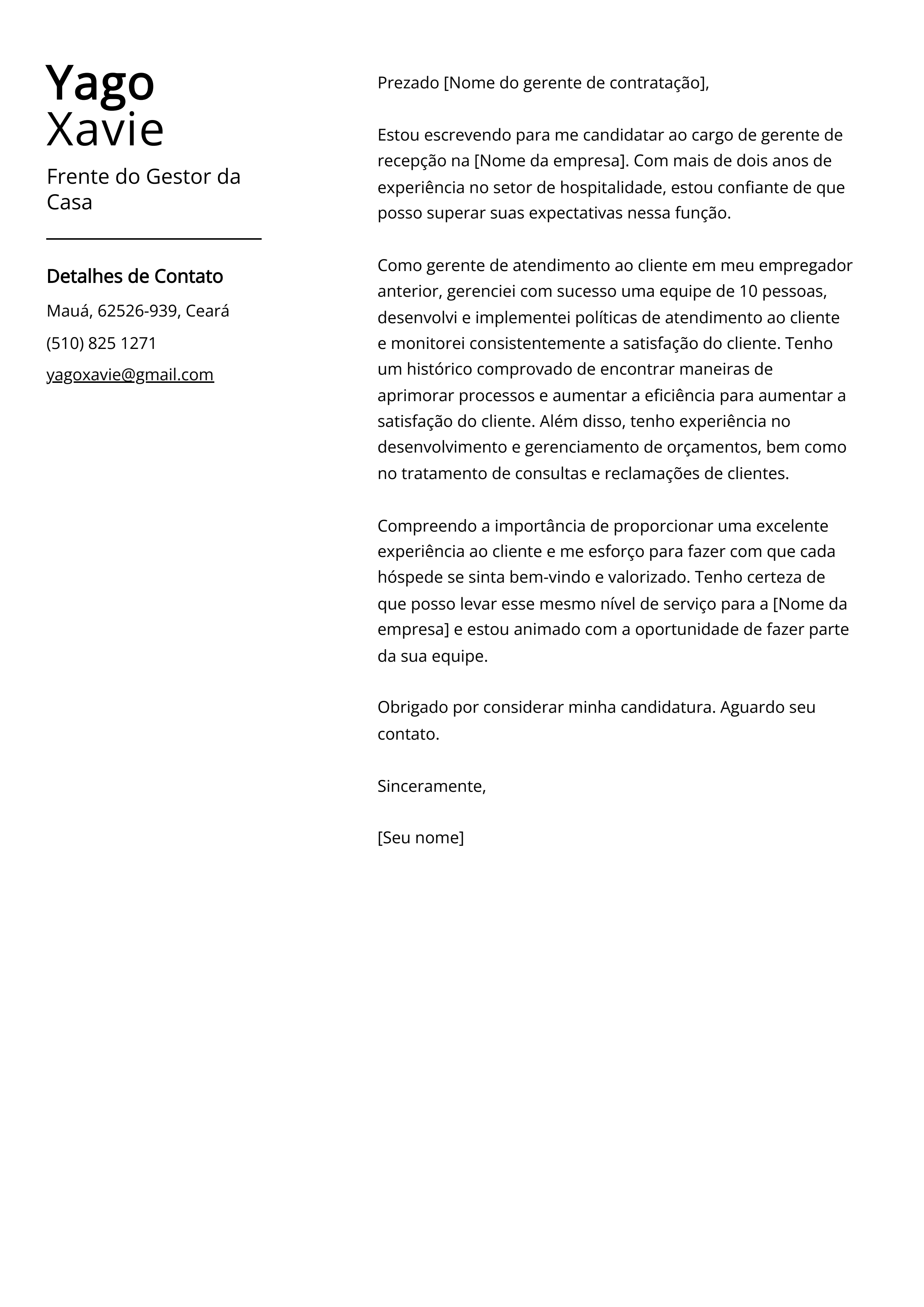 Criar carta de apresentação