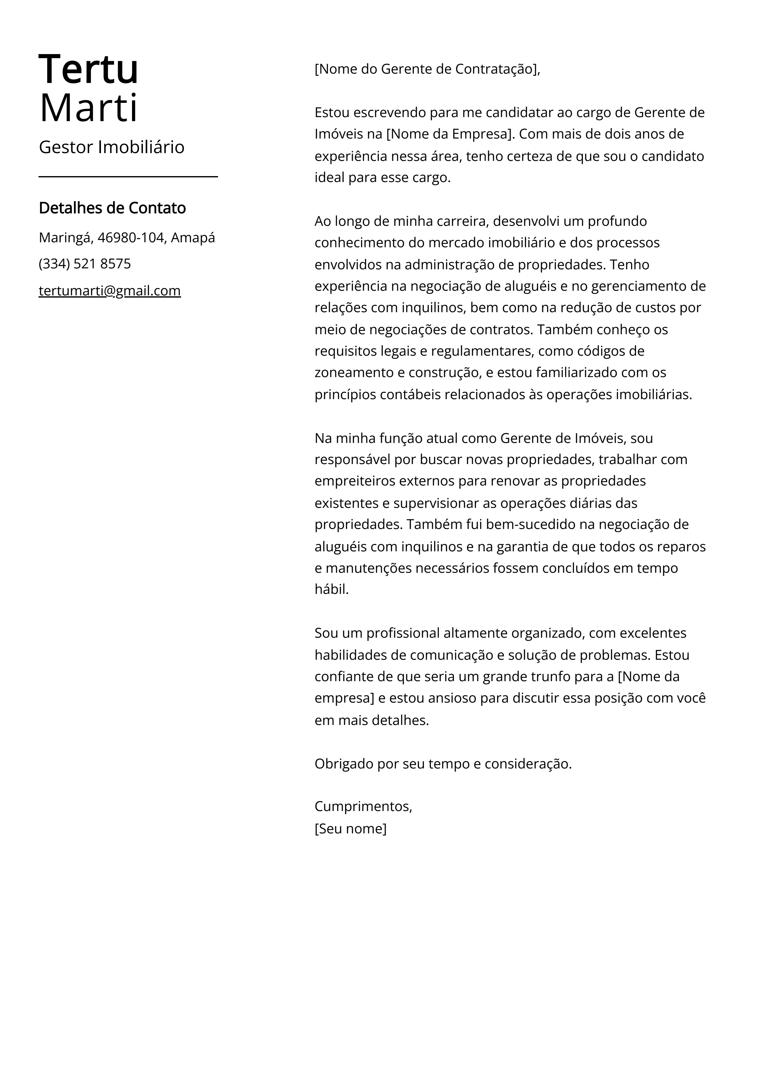 Criar carta de apresentação