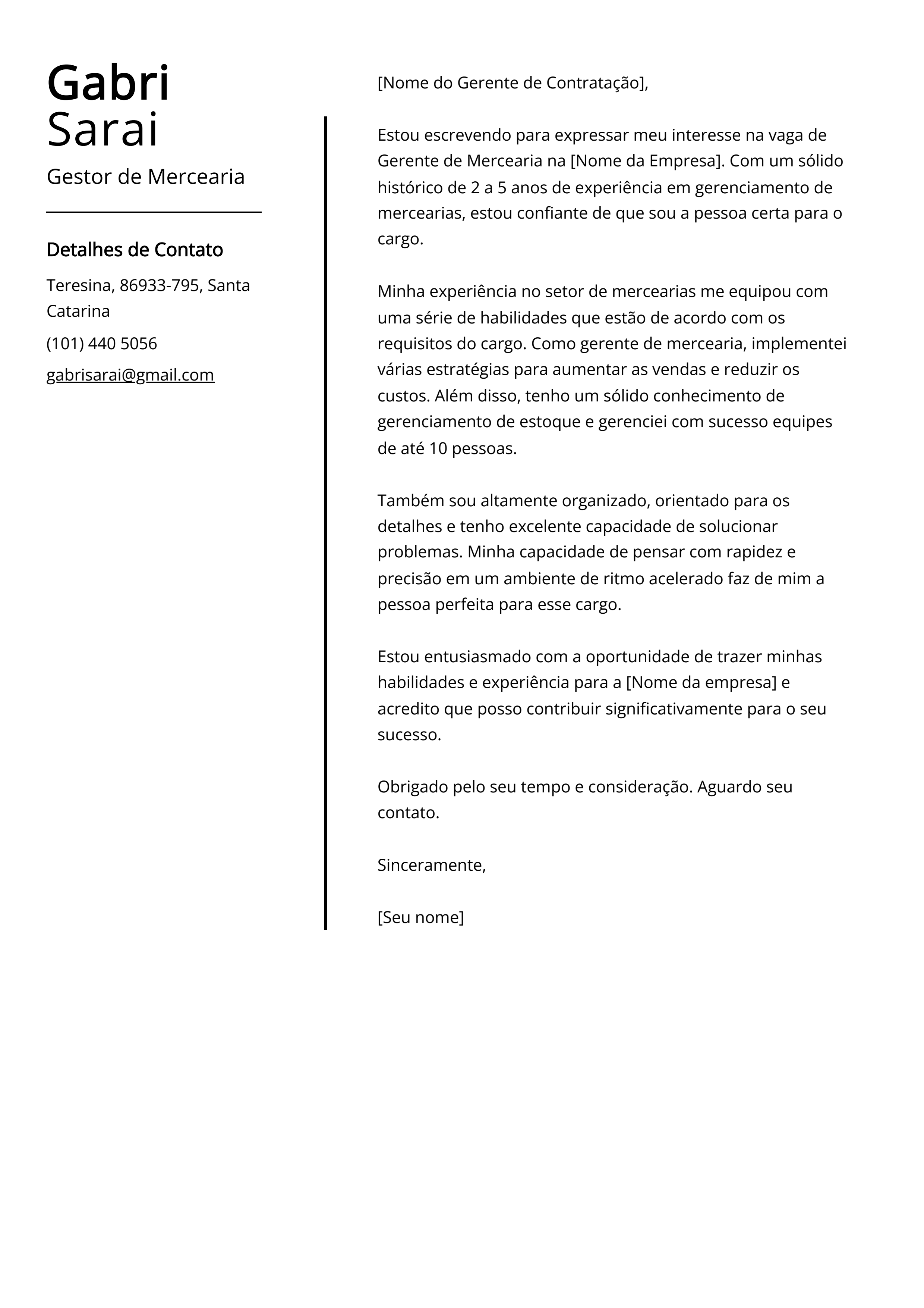 Criar carta de apresentação