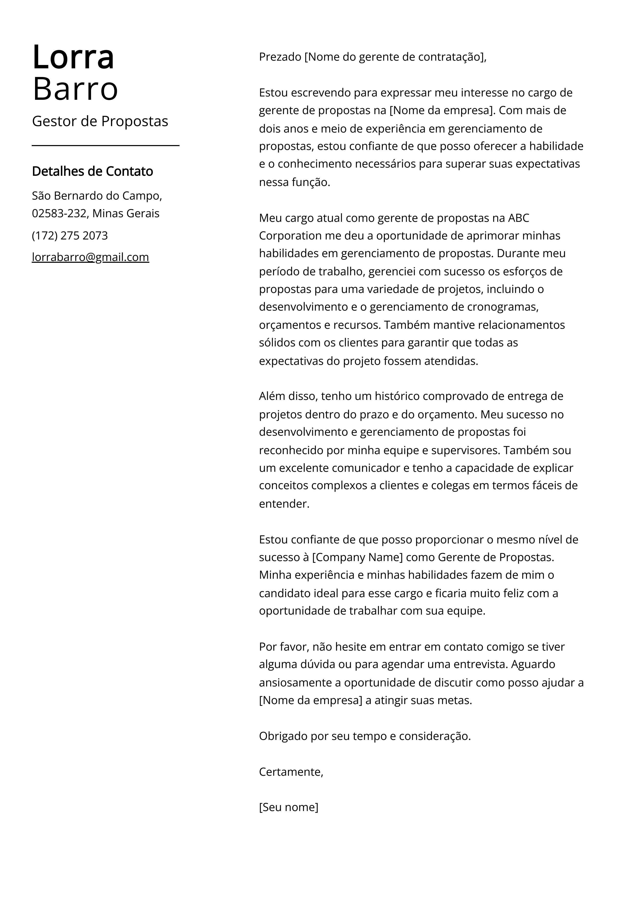 Criar carta de apresentação