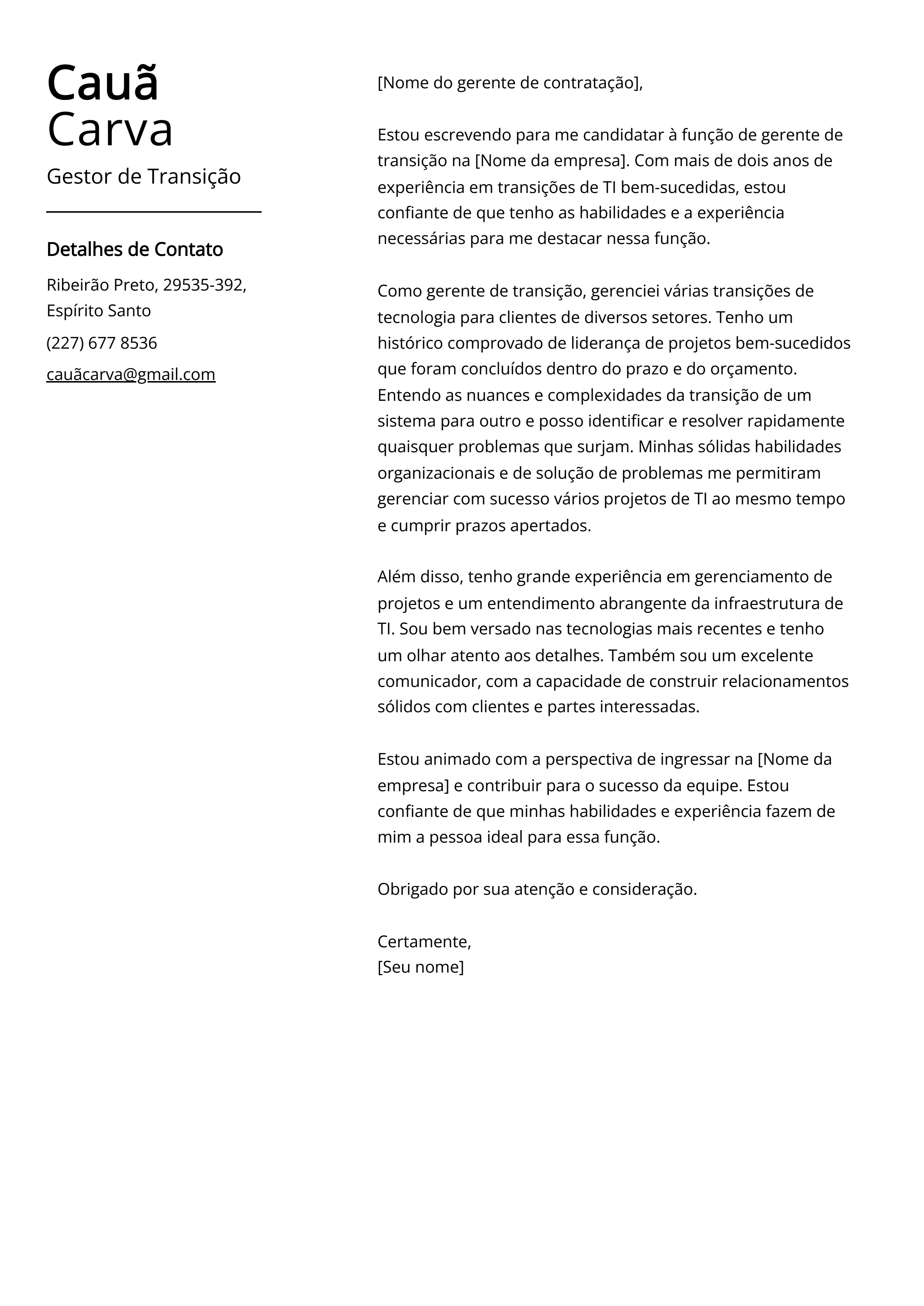 Criar carta de apresentação