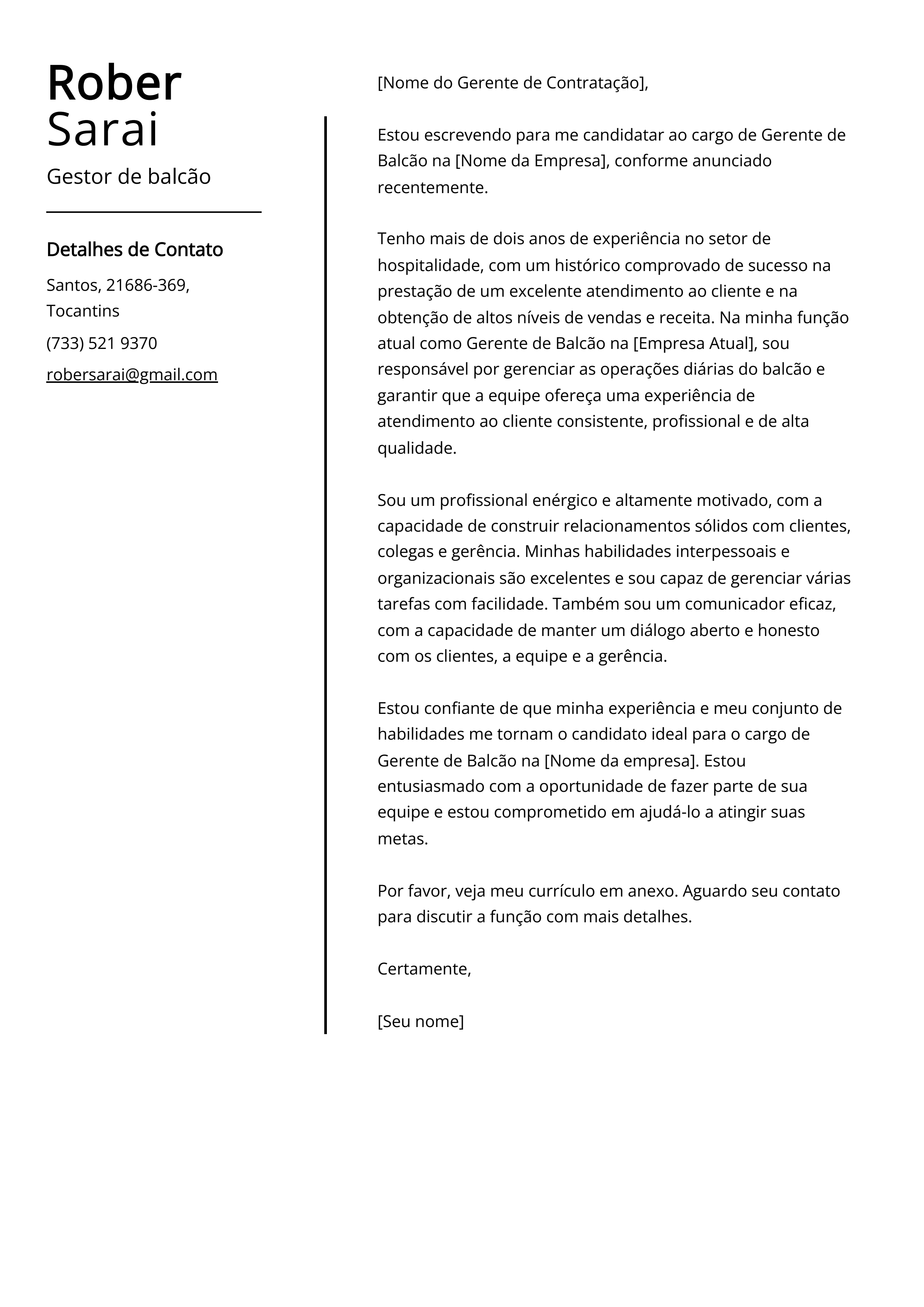 Criar carta de apresentação