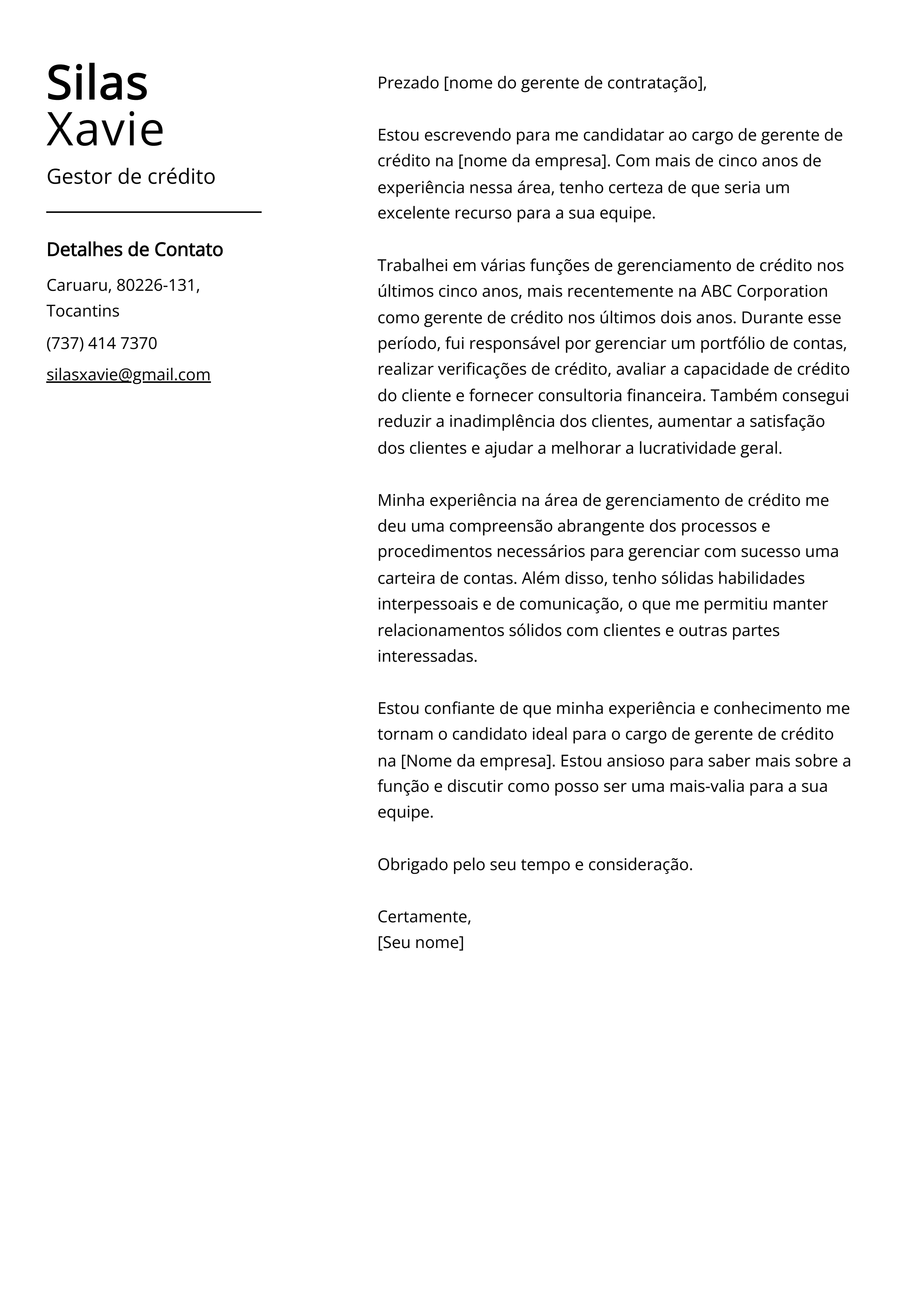 Criar carta de apresentação