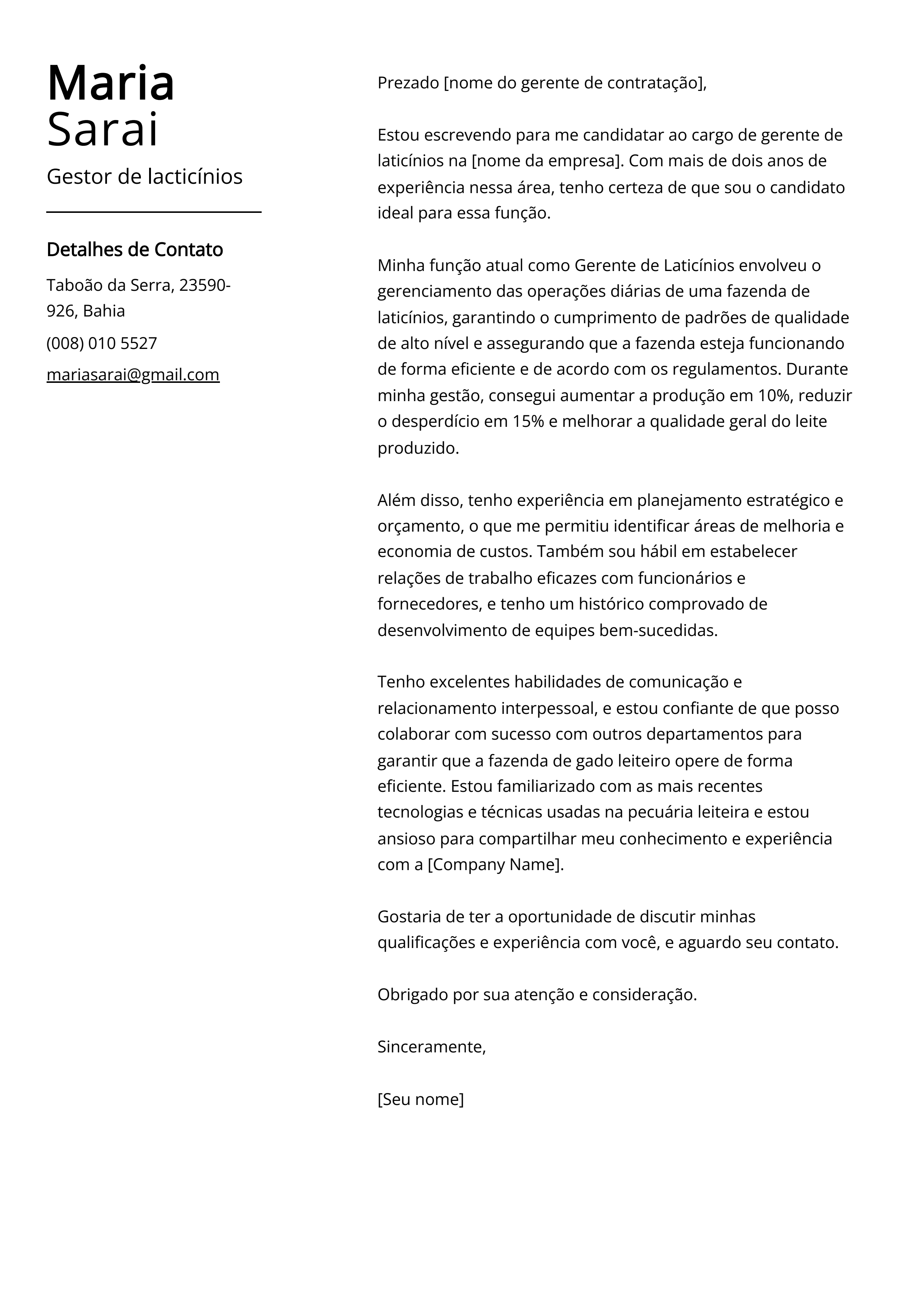 Criar carta de apresentação