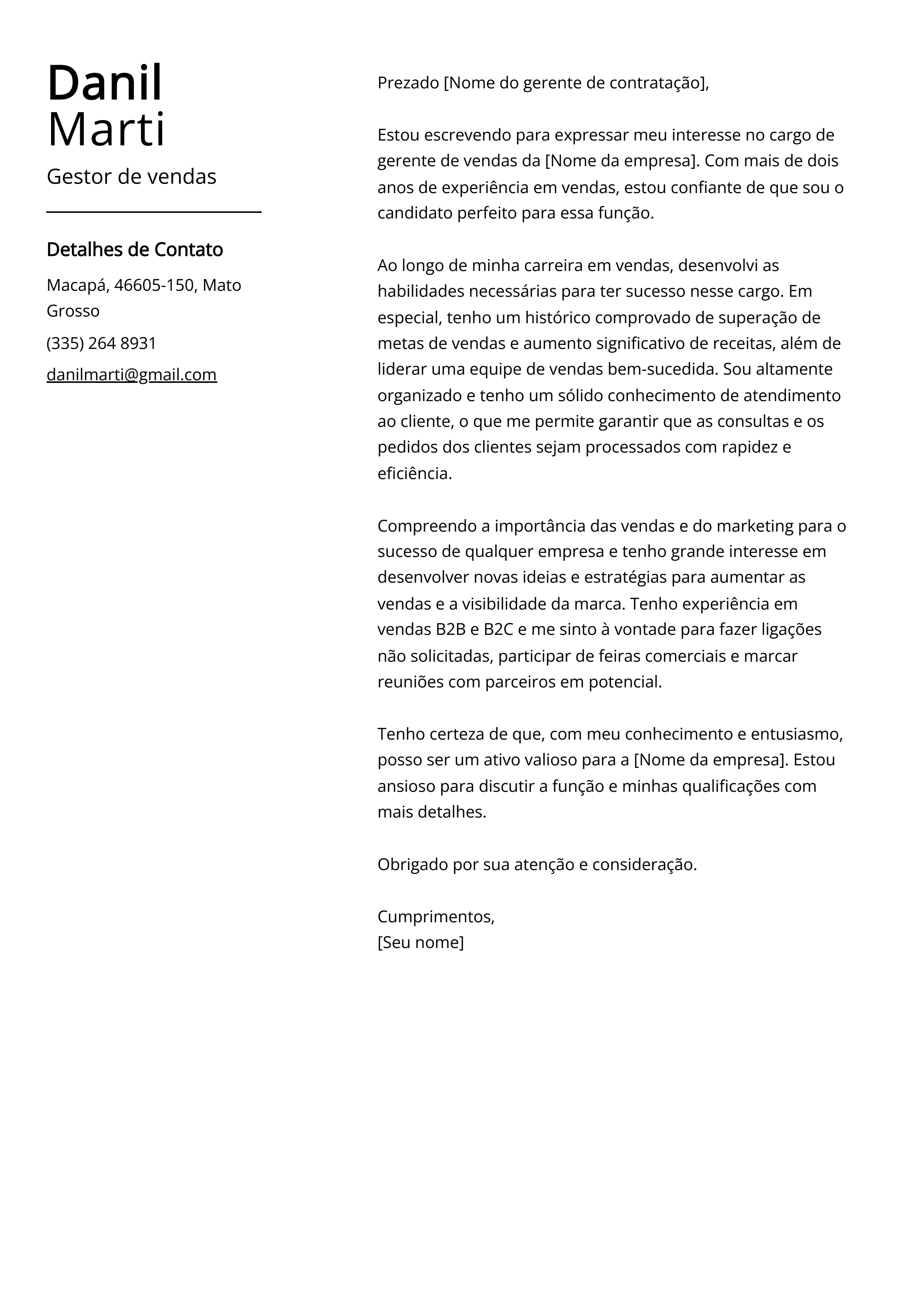 Criar carta de apresentação