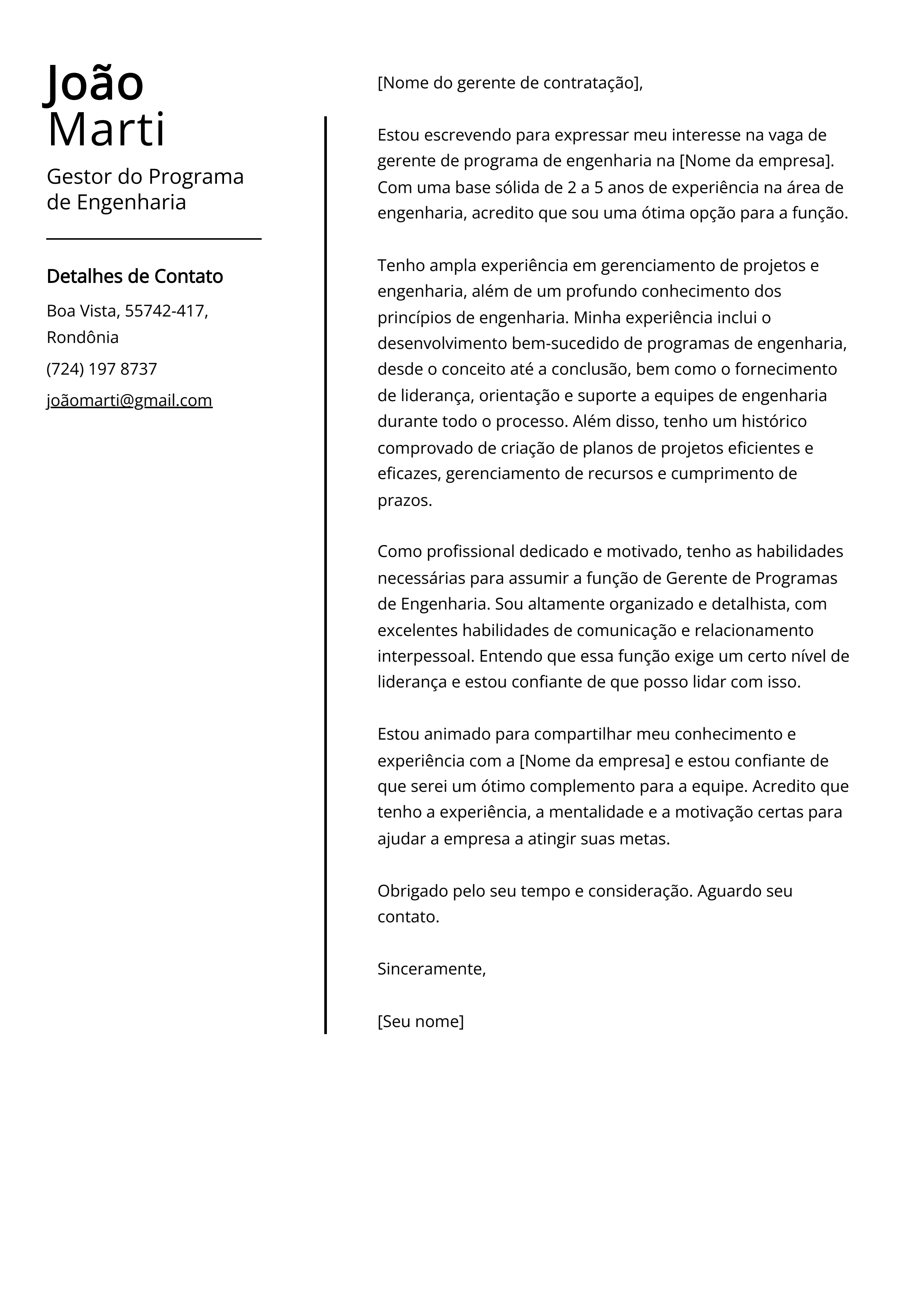 Criar carta de apresentação