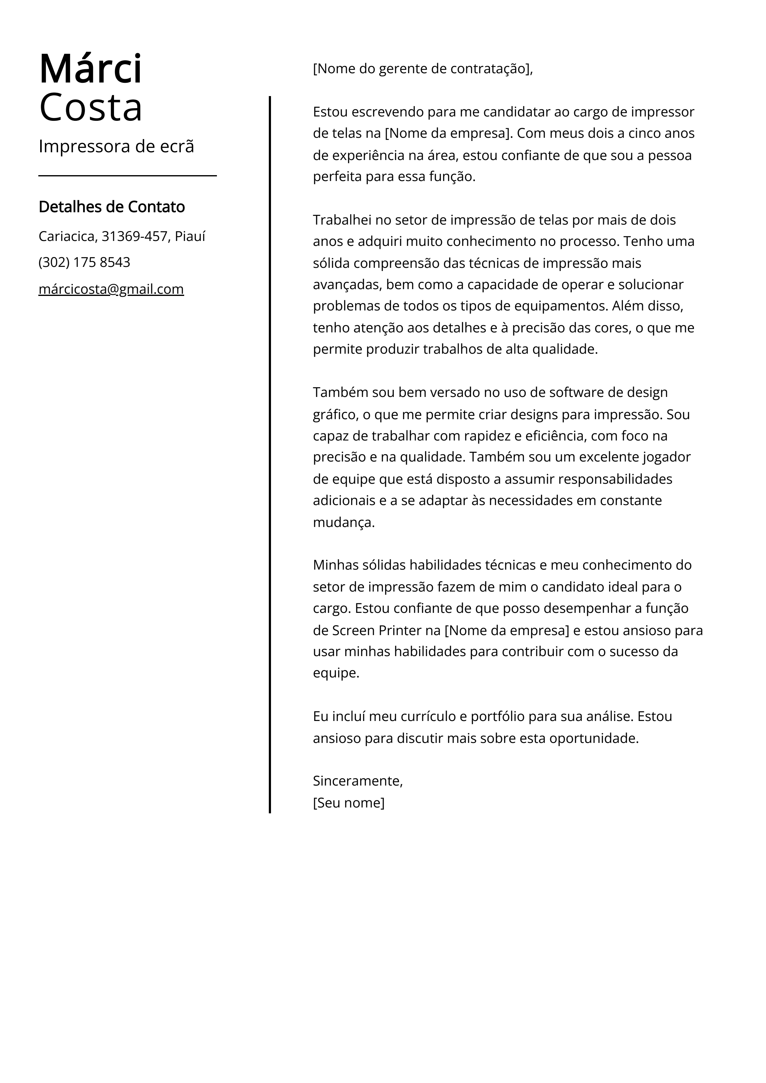 Criar carta de apresentação