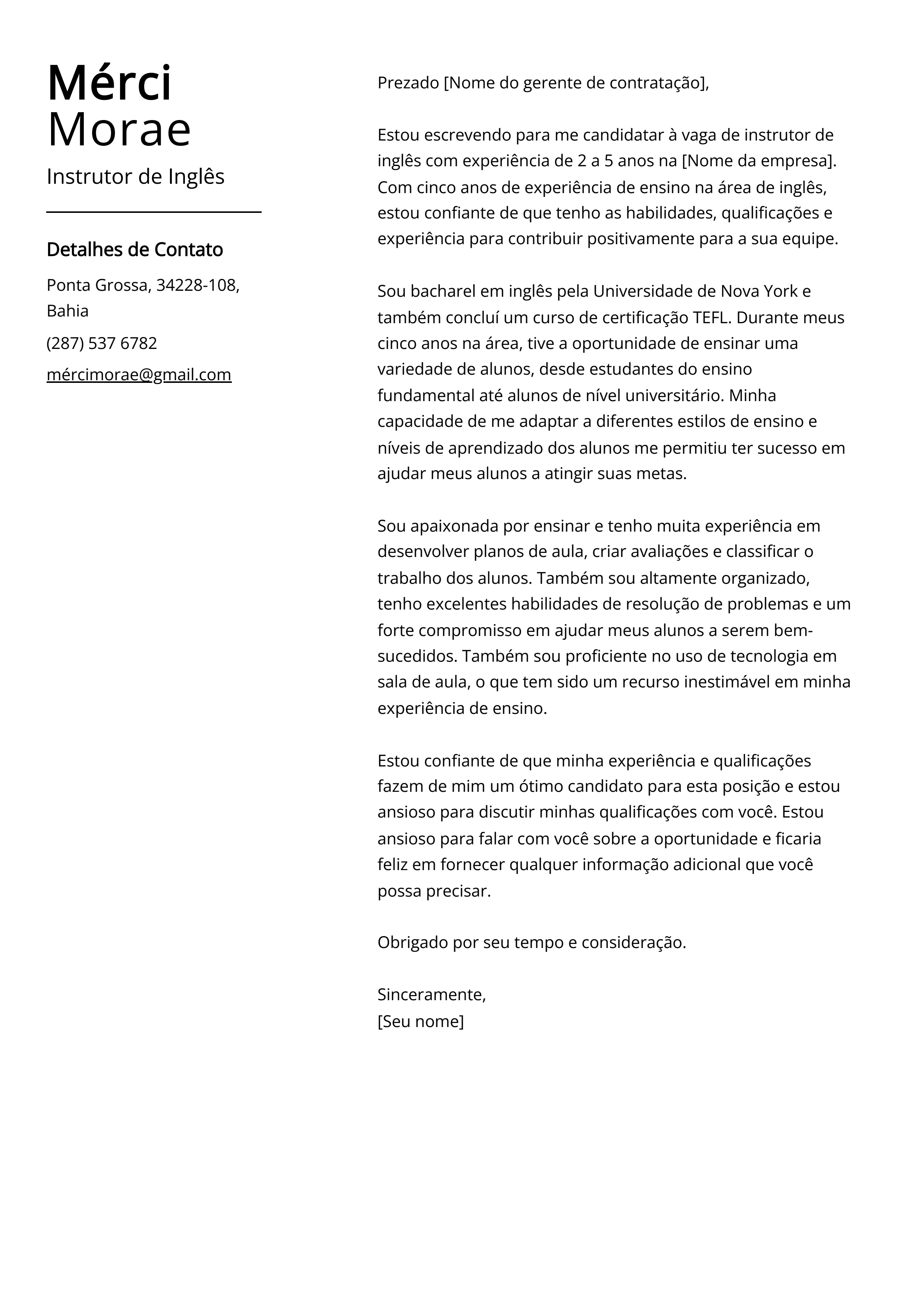 Criar carta de apresentação