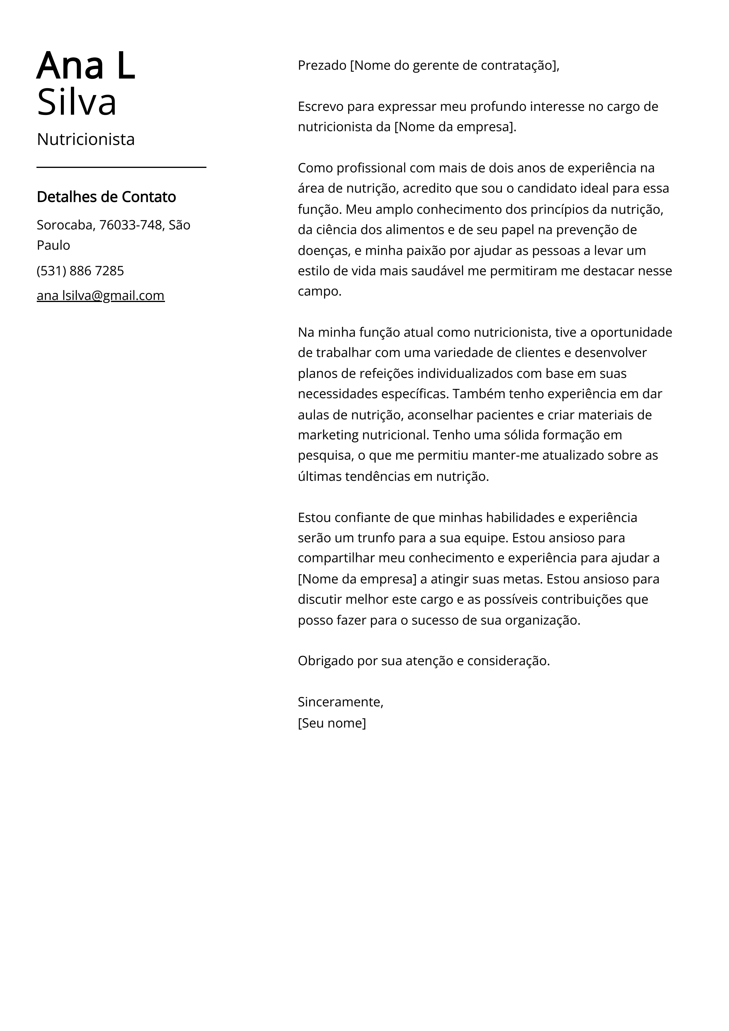 Criar carta de apresentação