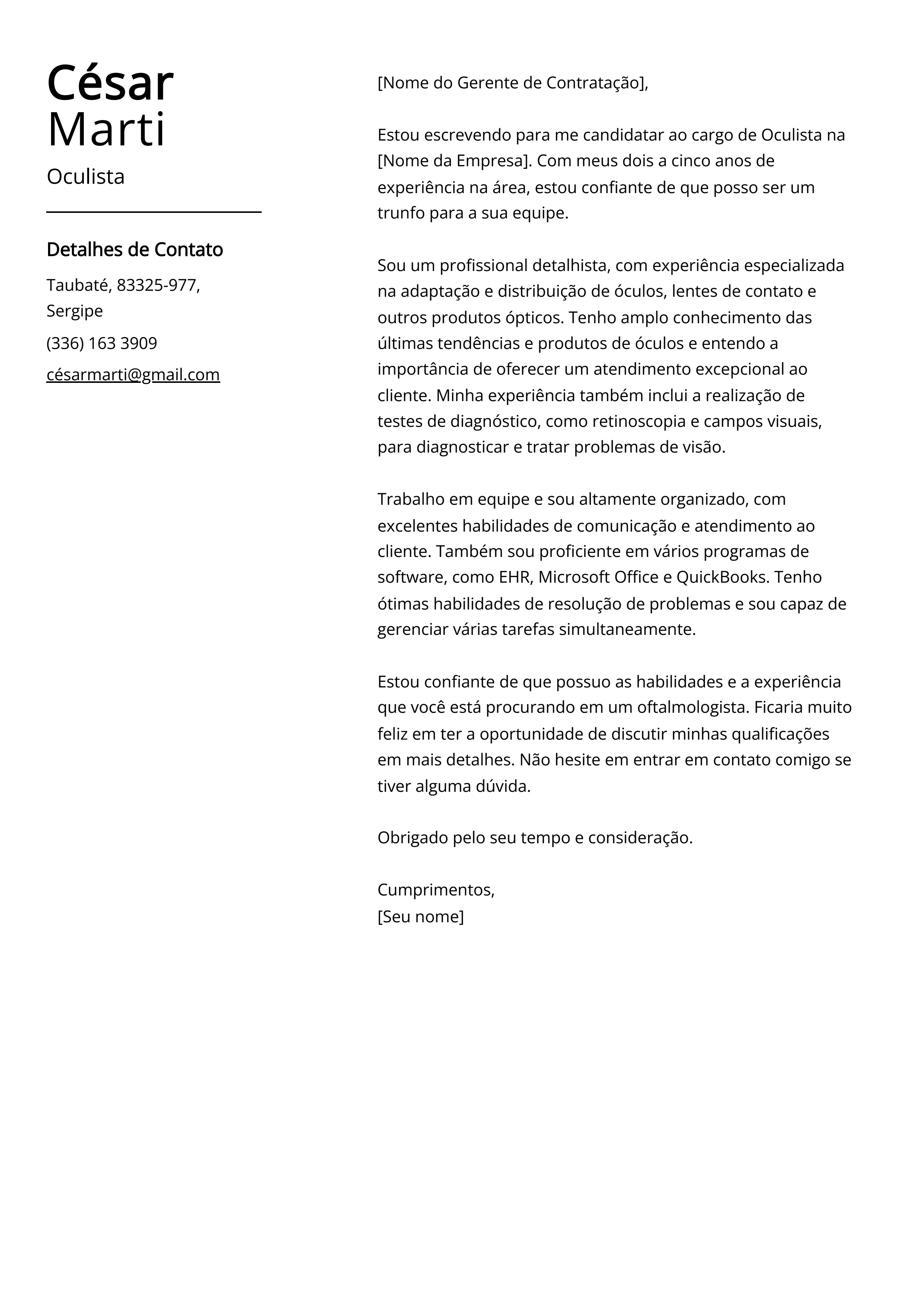 Criar carta de apresentação