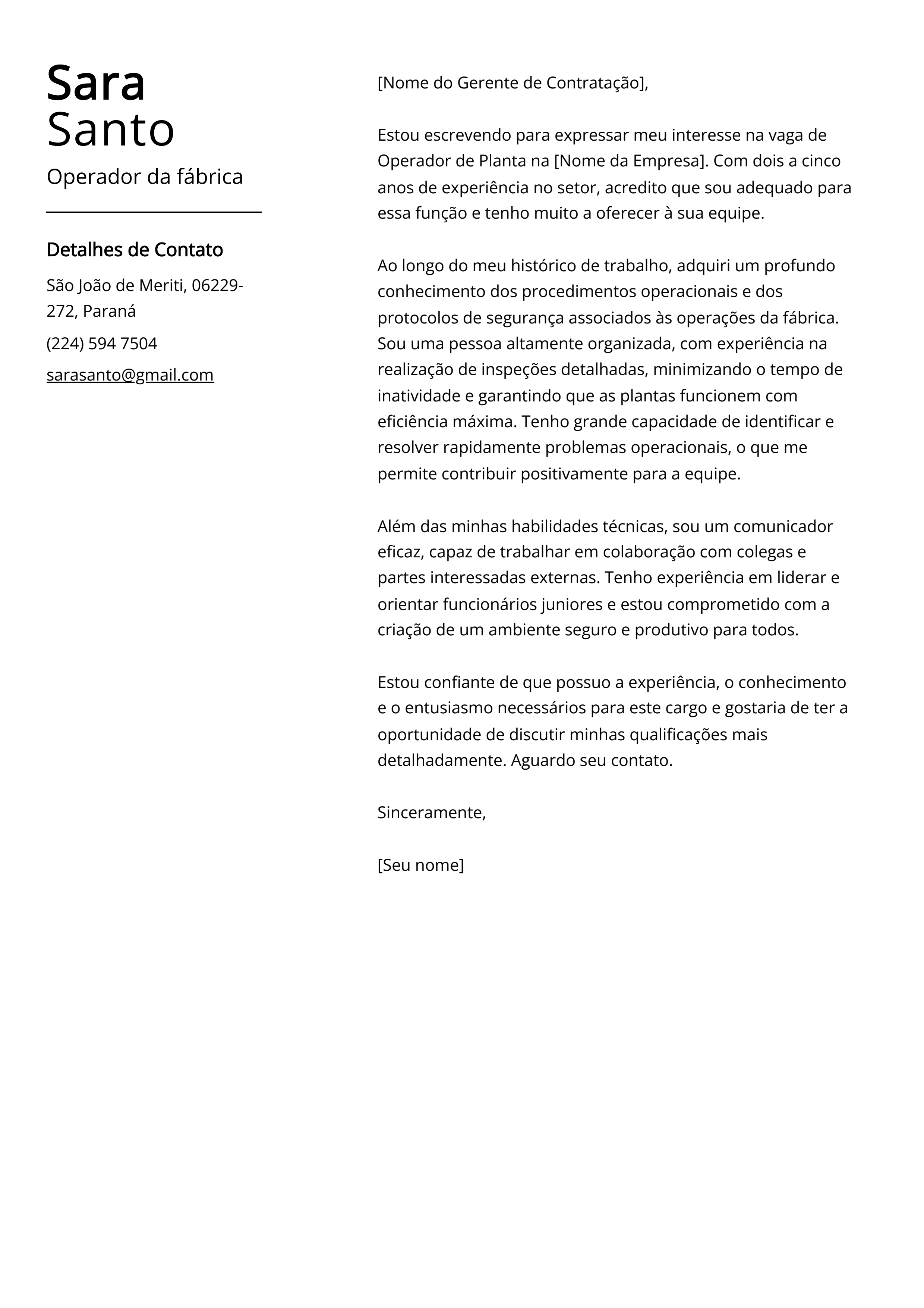 Criar carta de apresentação