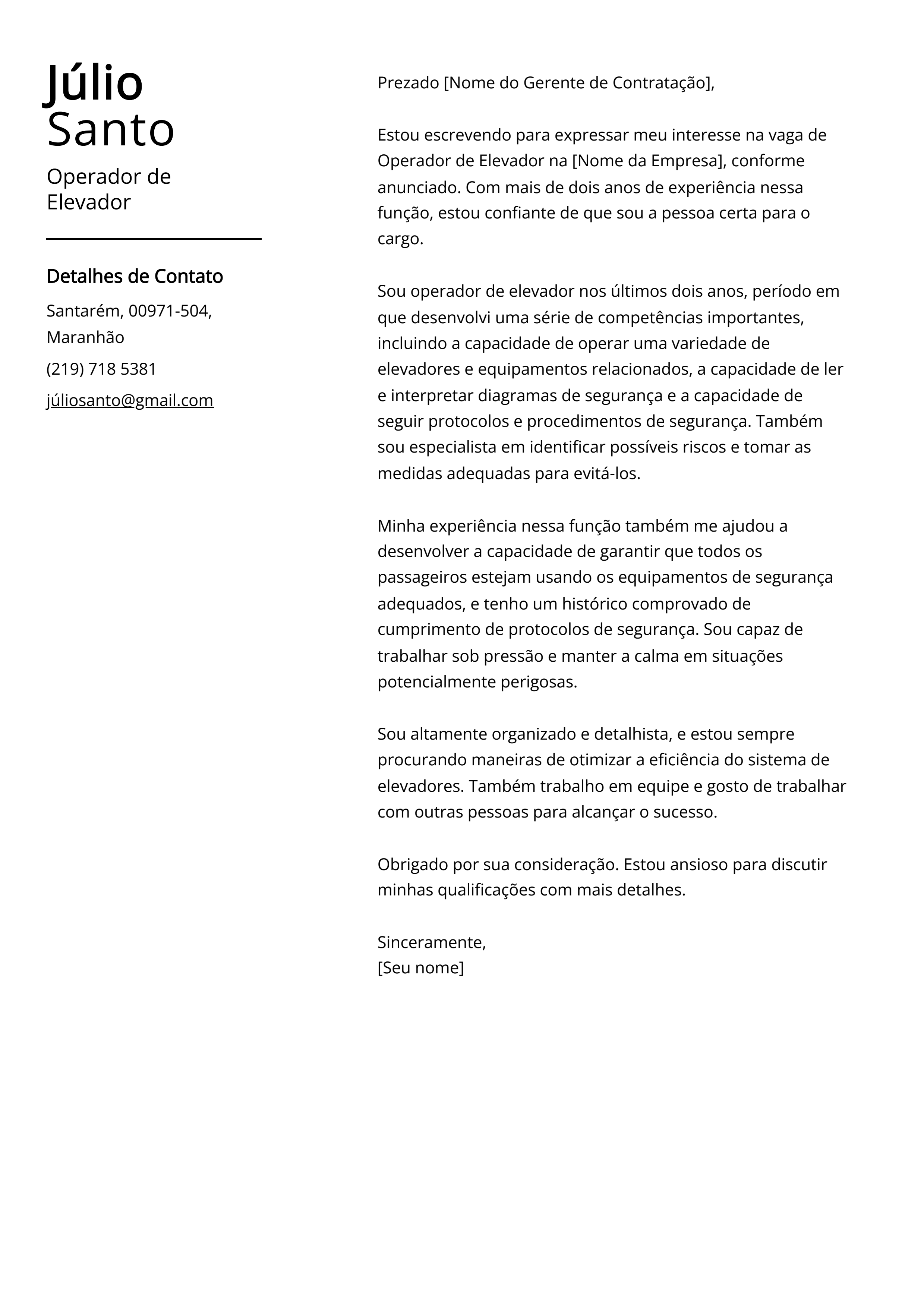 Criar carta de apresentação