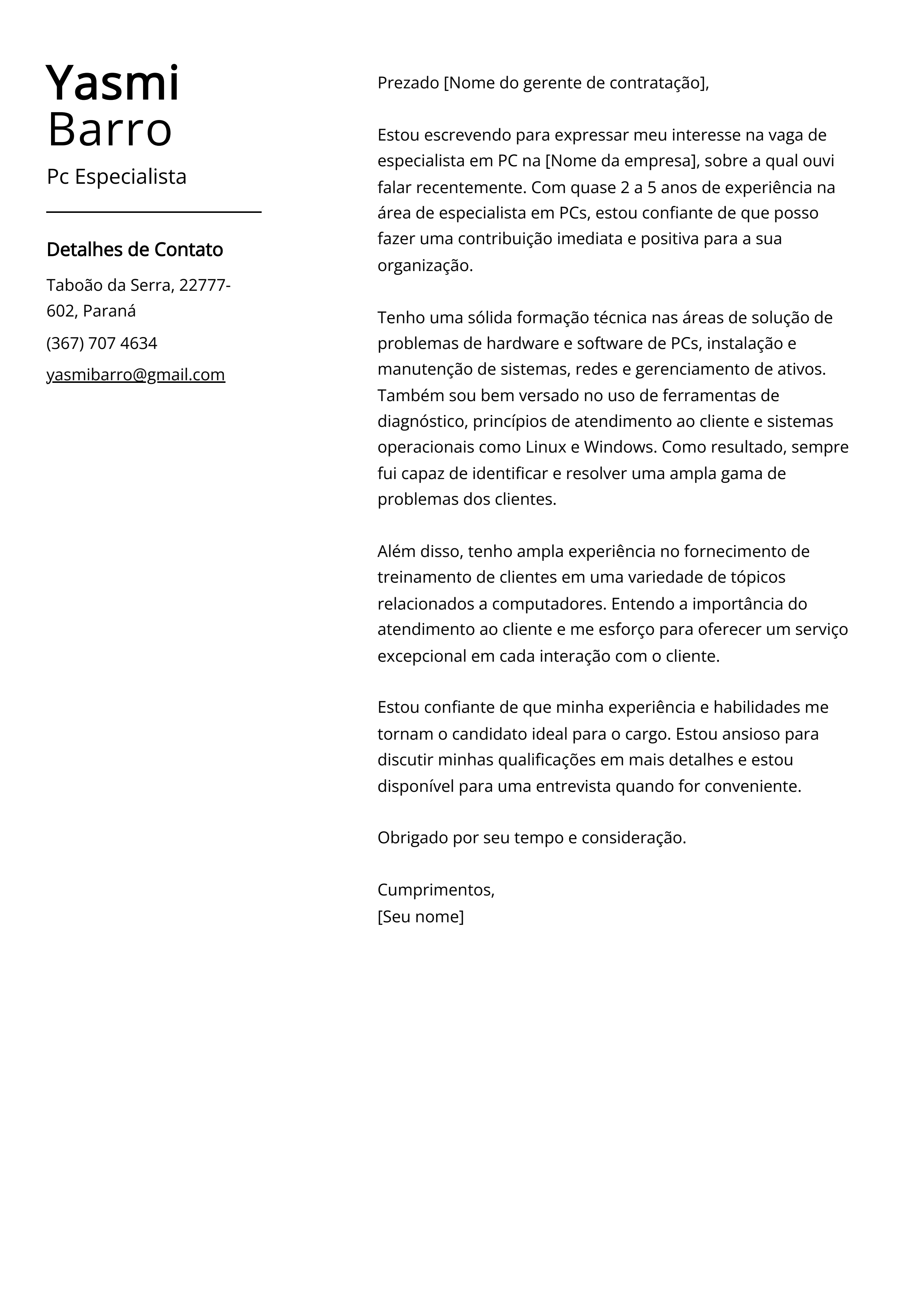 Criar carta de apresentação