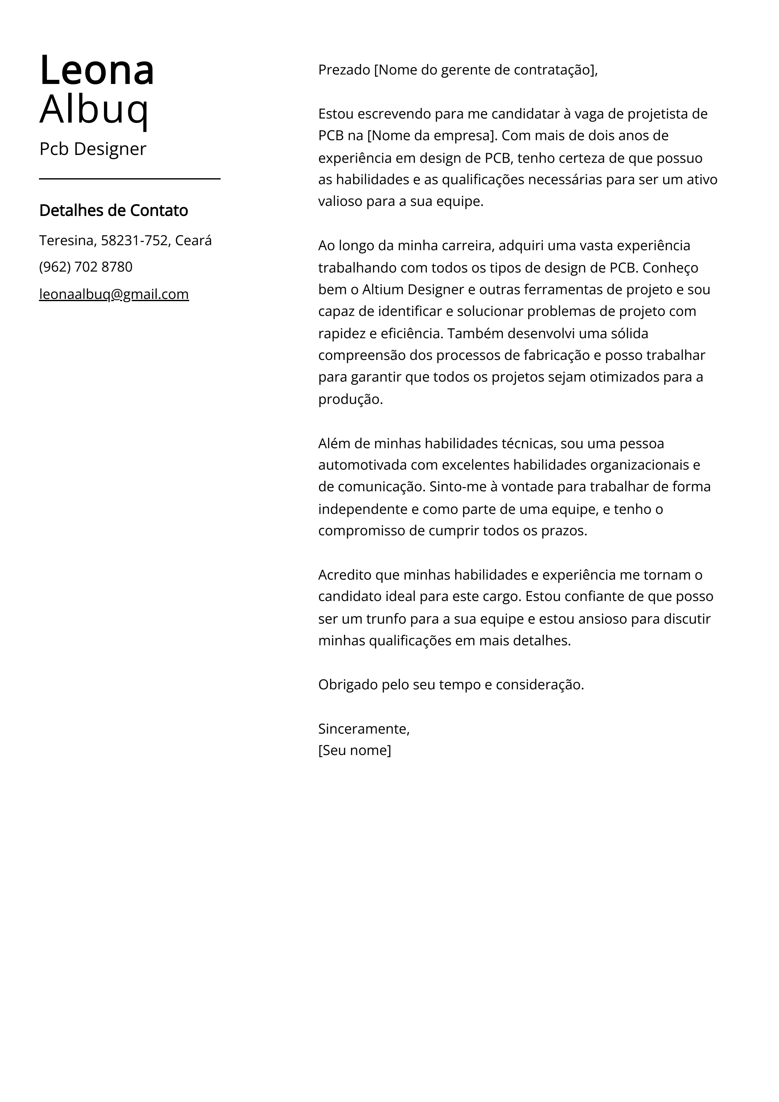 Criar carta de apresentação