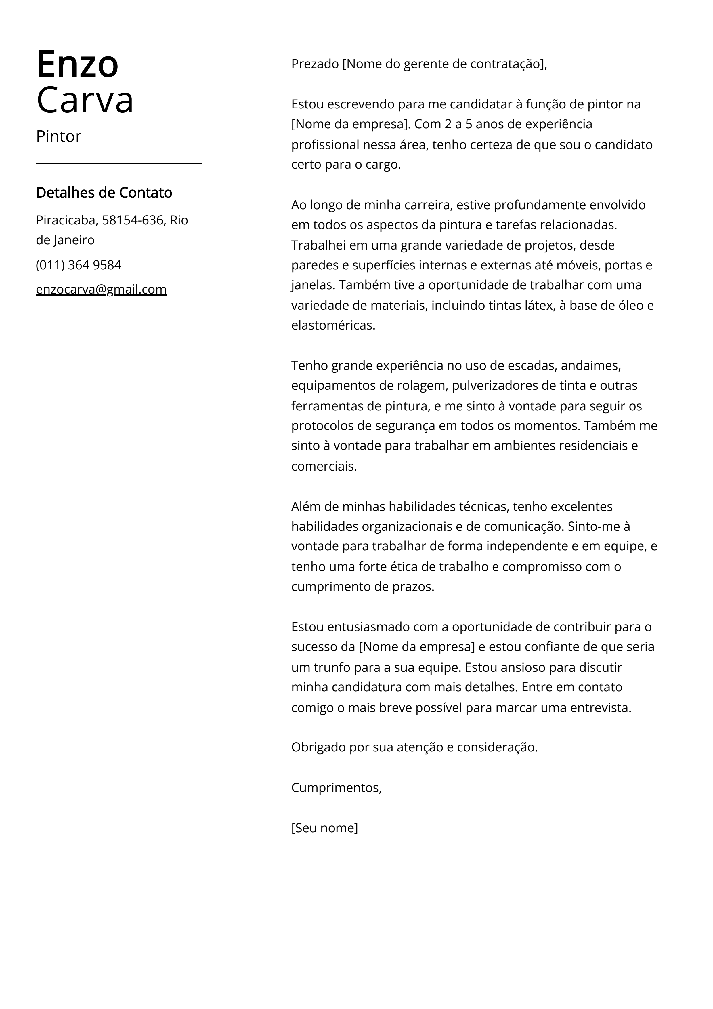 Criar carta de apresentação