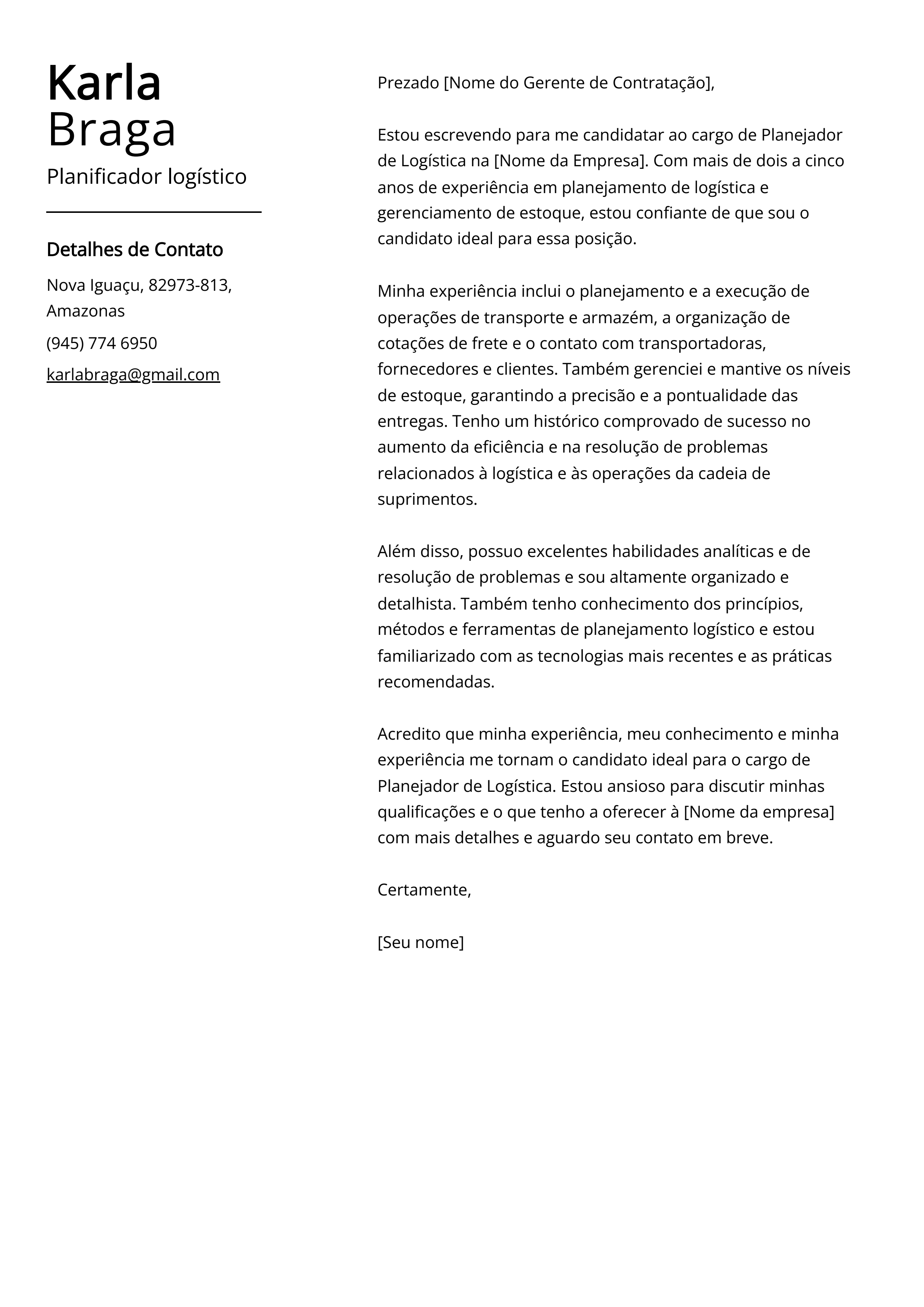 Criar carta de apresentação