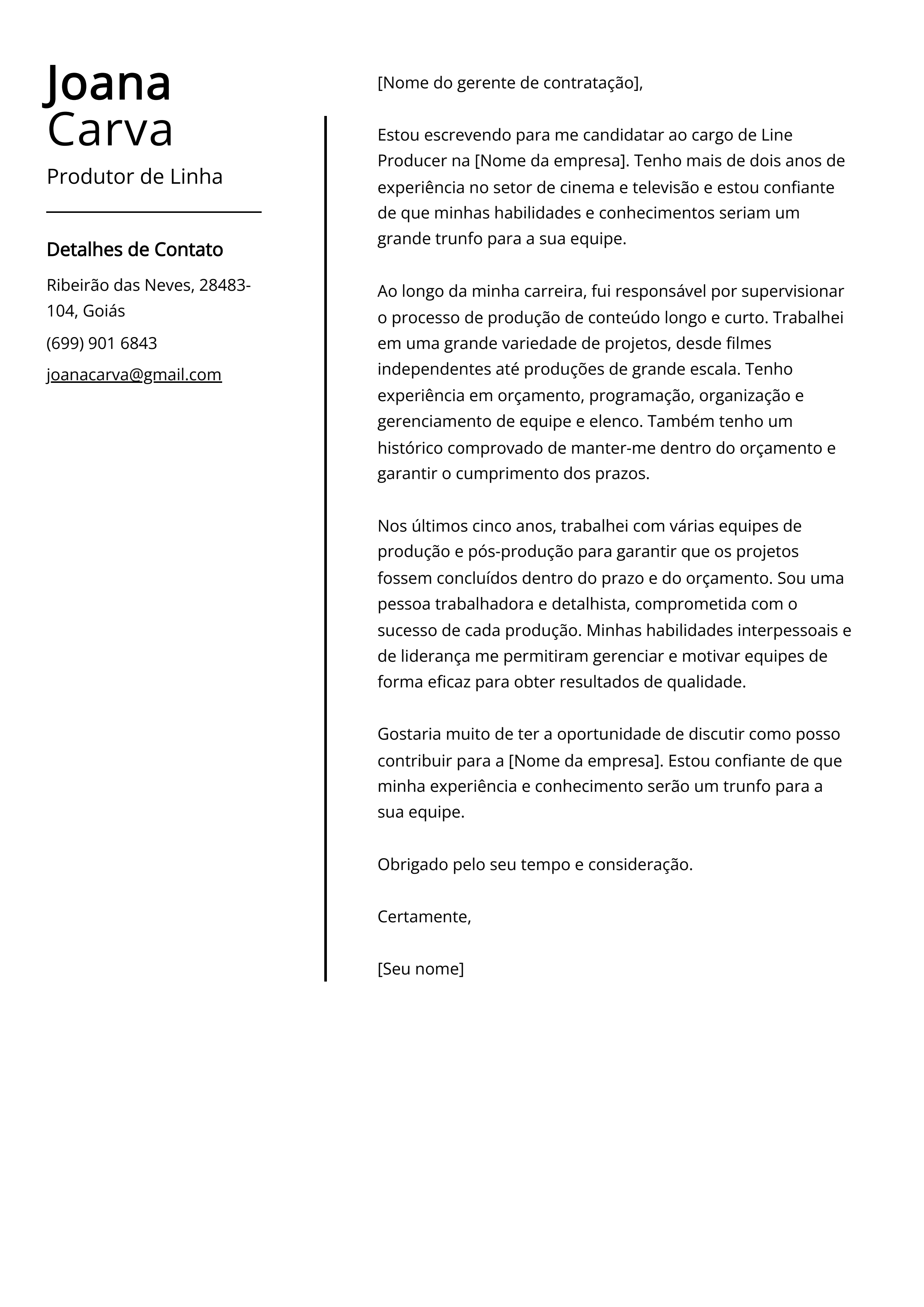 Criar carta de apresentação