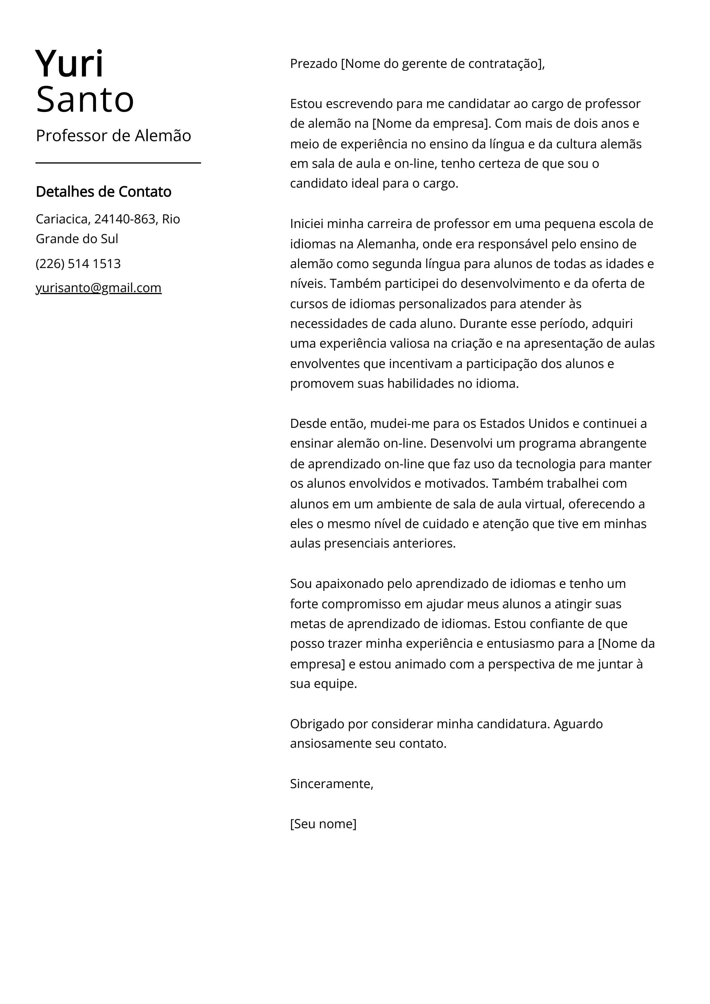 Criar carta de apresentação