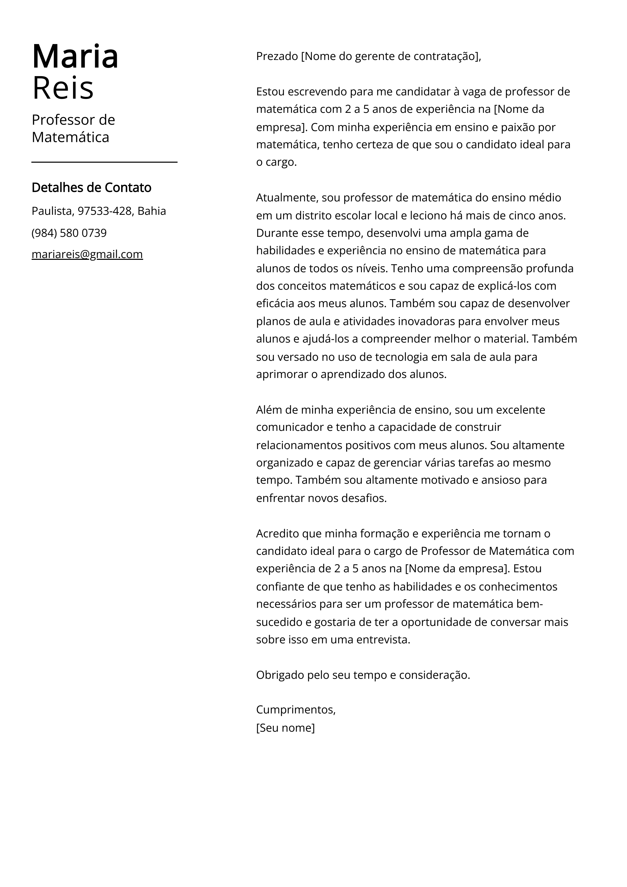 Criar carta de apresentação