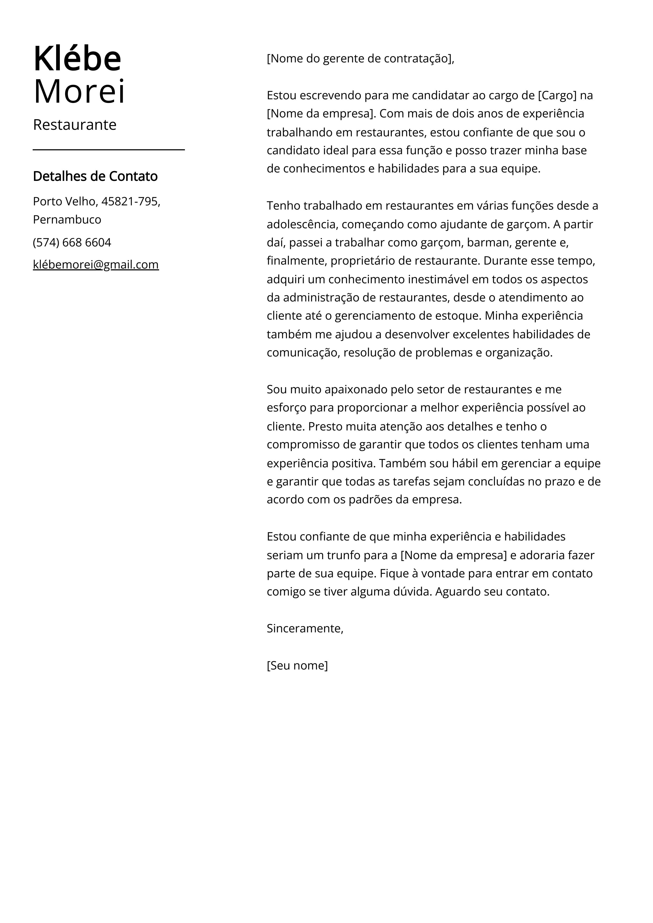 Criar carta de apresentação