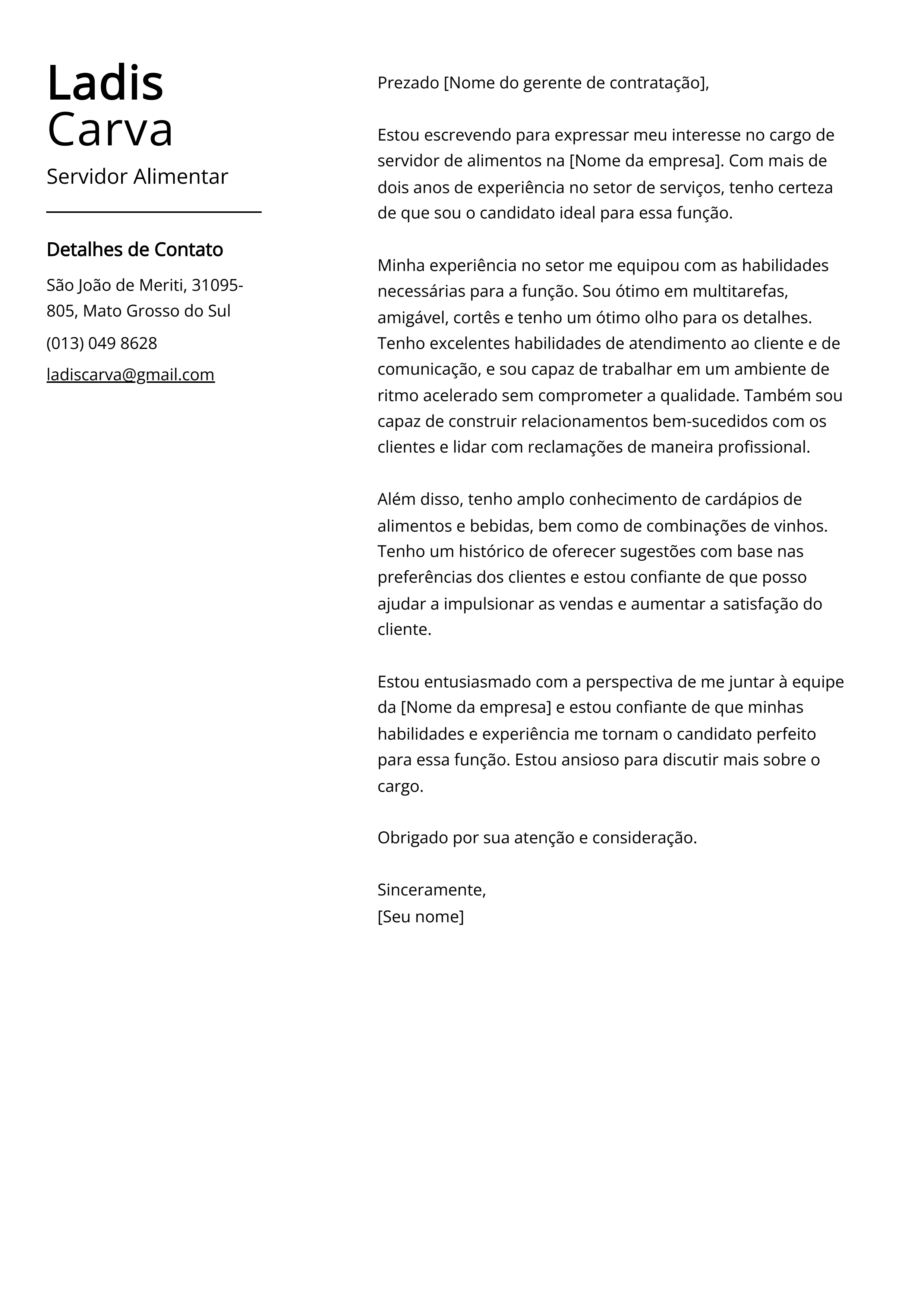 Criar carta de apresentação