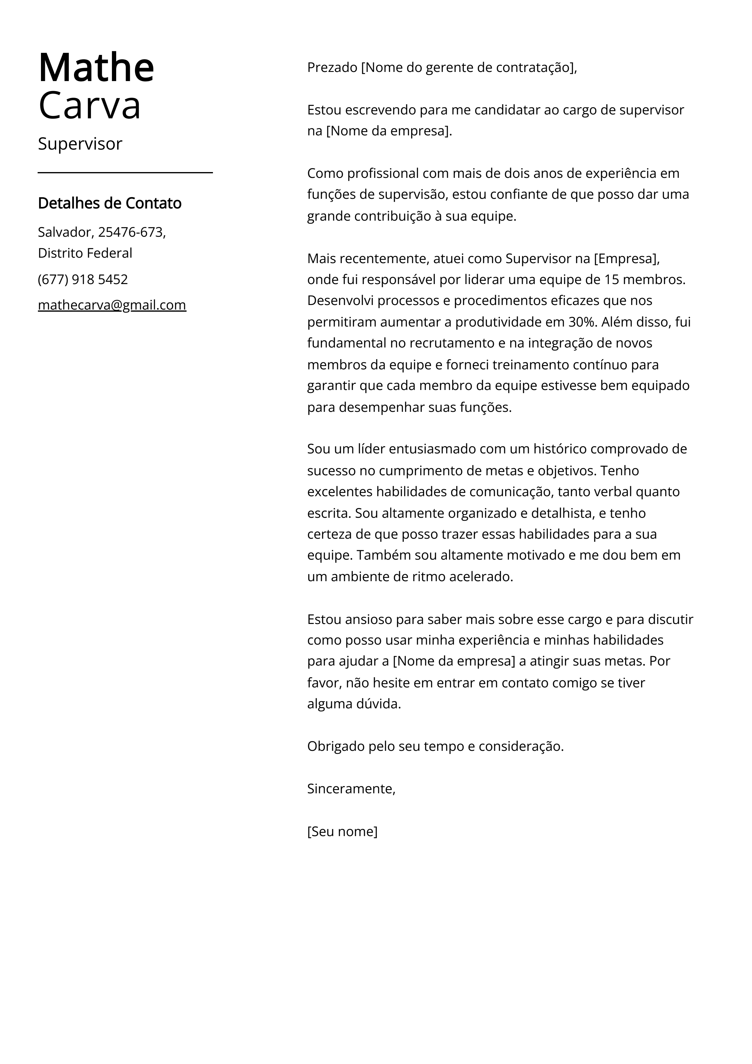 Criar carta de apresentação