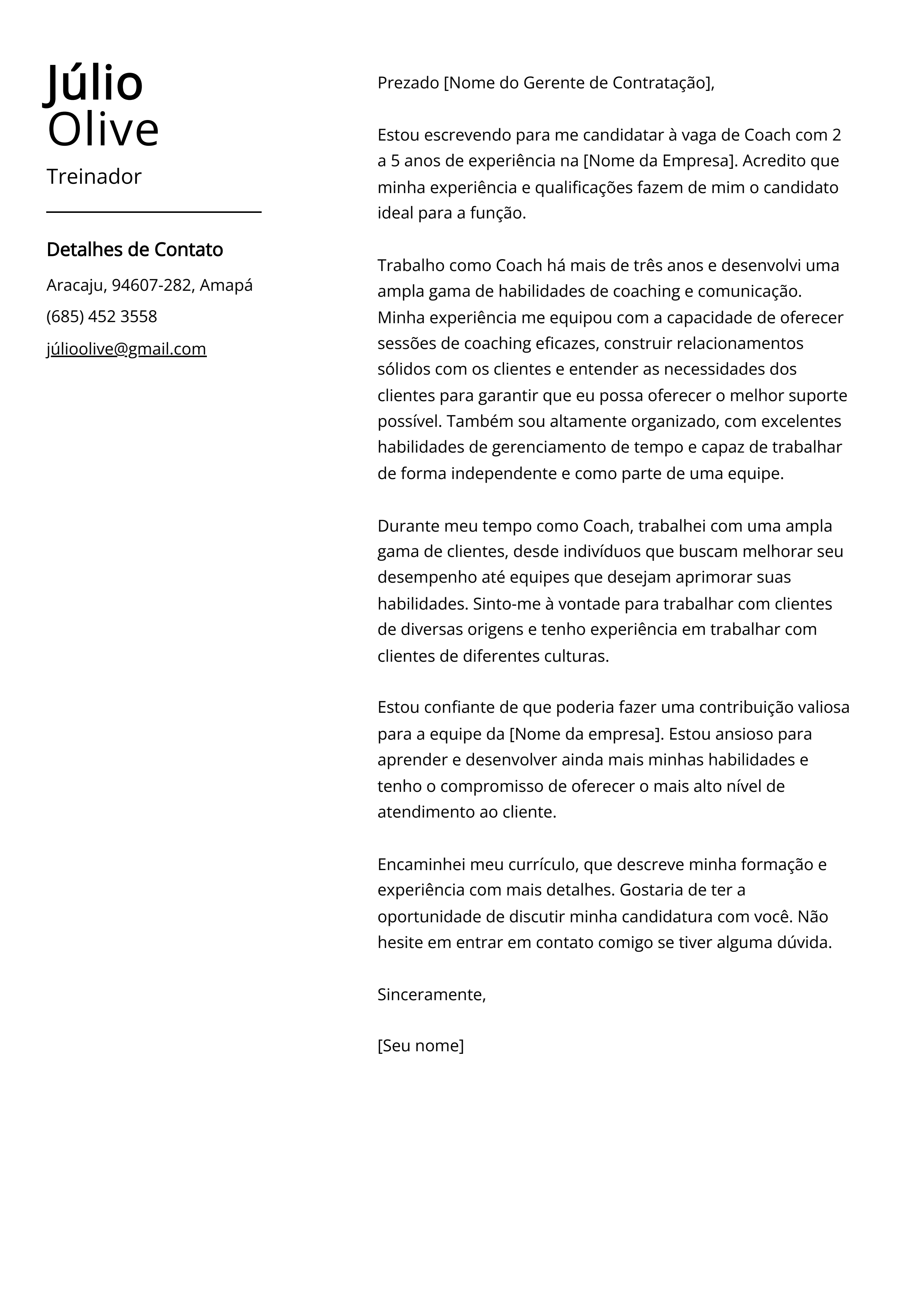 Criar carta de apresentação